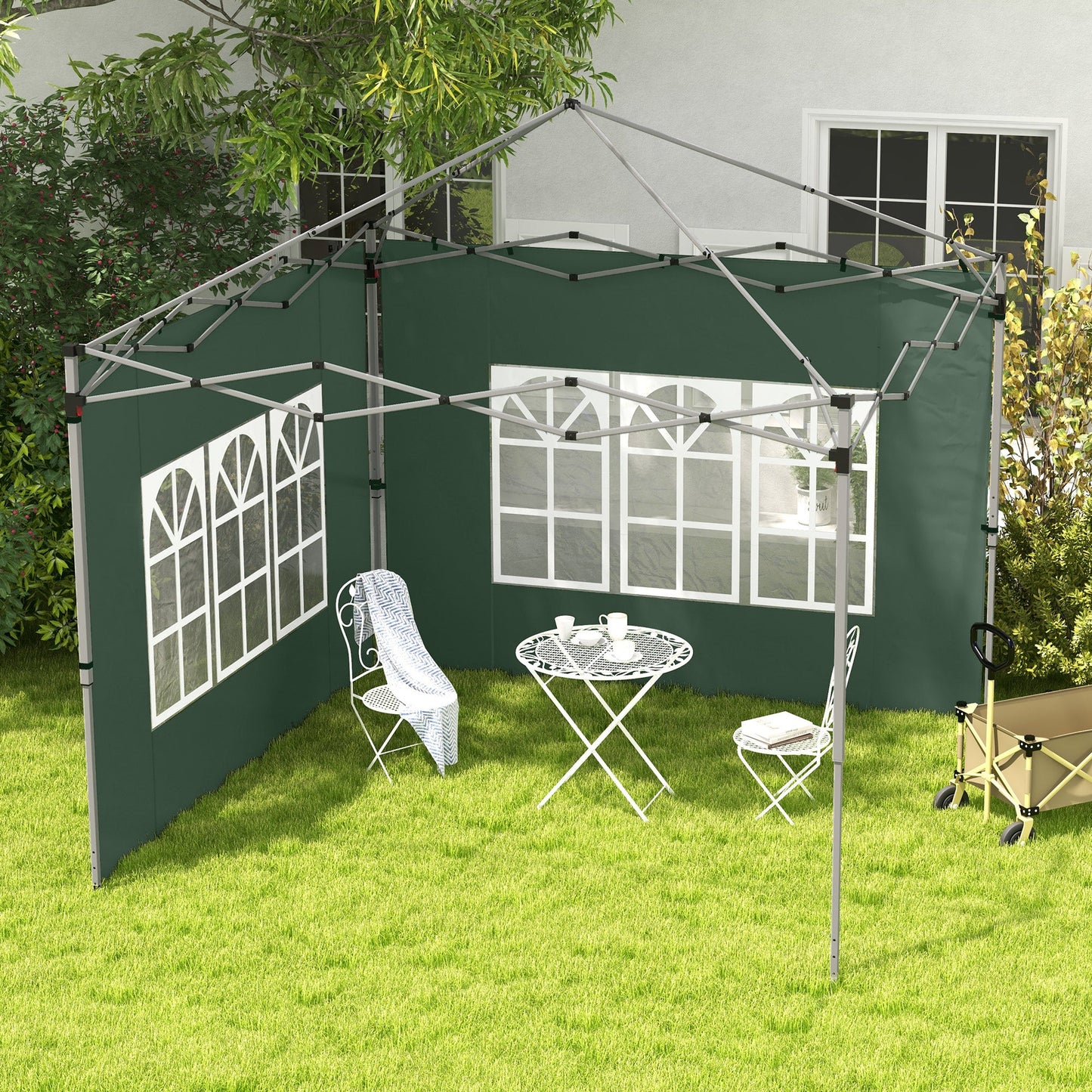 Gazebo Side Panels with Window for 3x3(m) or 3x4m Pop Up Gazebo, 2 Pack Sides Replacement, Green