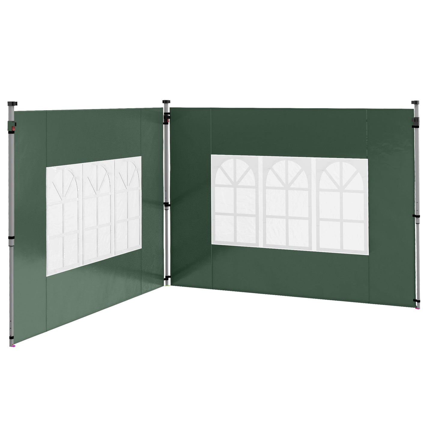 Gazebo Side Panels with Window for 3x3(m) or 3x4m Pop Up Gazebo, 2 Pack Sides Replacement, Green