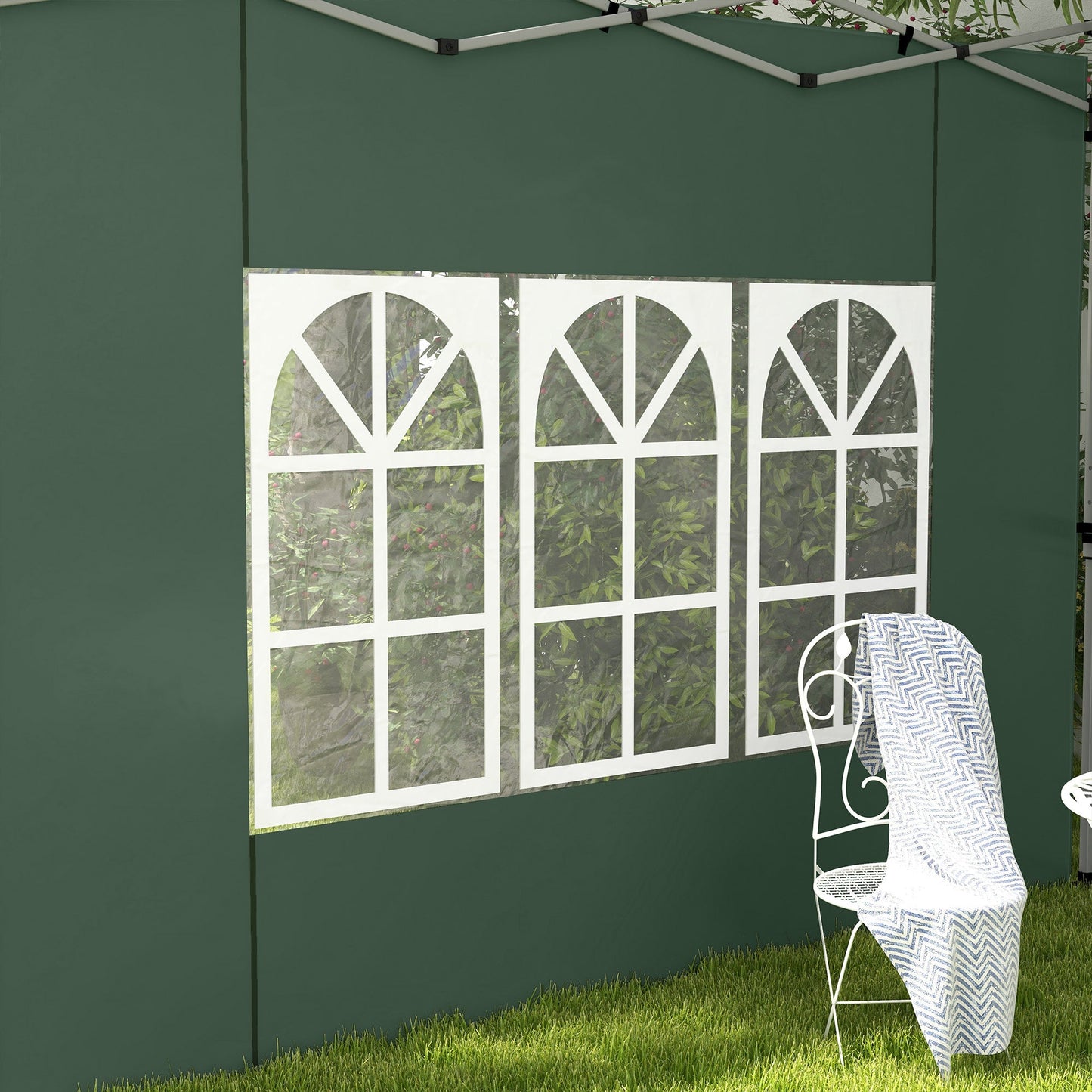 Gazebo Side Panels with Window for 3x3(m) or 3x4m Pop Up Gazebo, 2 Pack Sides Replacement, Green