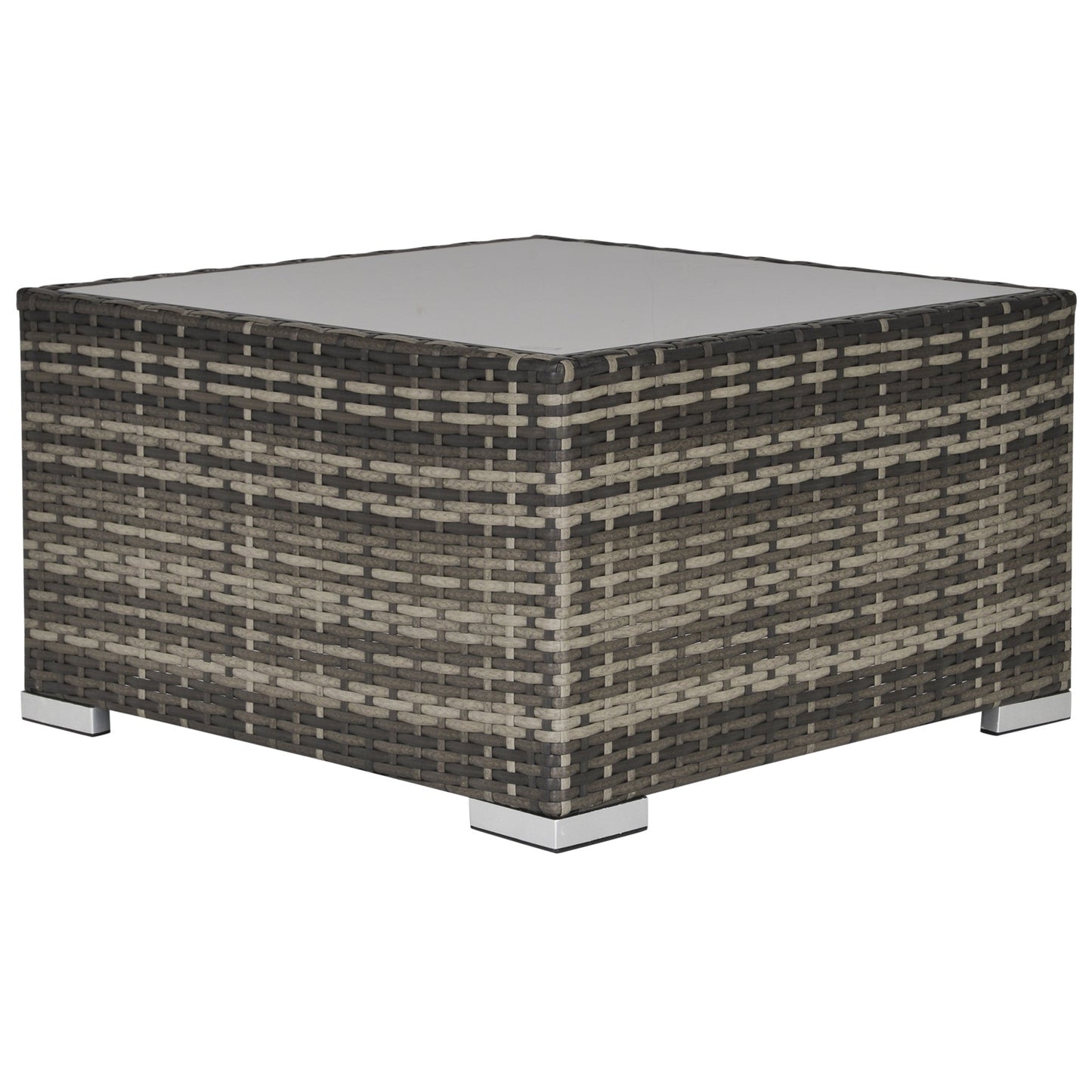 Patio Rattan Coffee Table Ready to Use Outdoor Furniture Suitable for Garden Backyard, Deep Grey