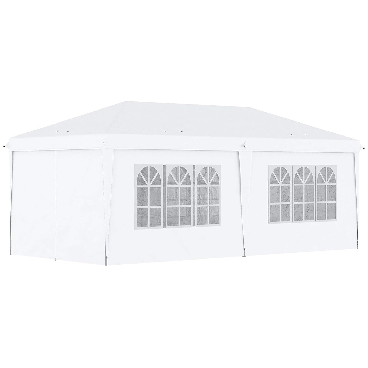 3 x 6 m Garden Pop Up Gazebo, Wedding Party Tent Marquee, Water Resistant Awning Canopy with Sidewalls, Windows, Carry Bag, White