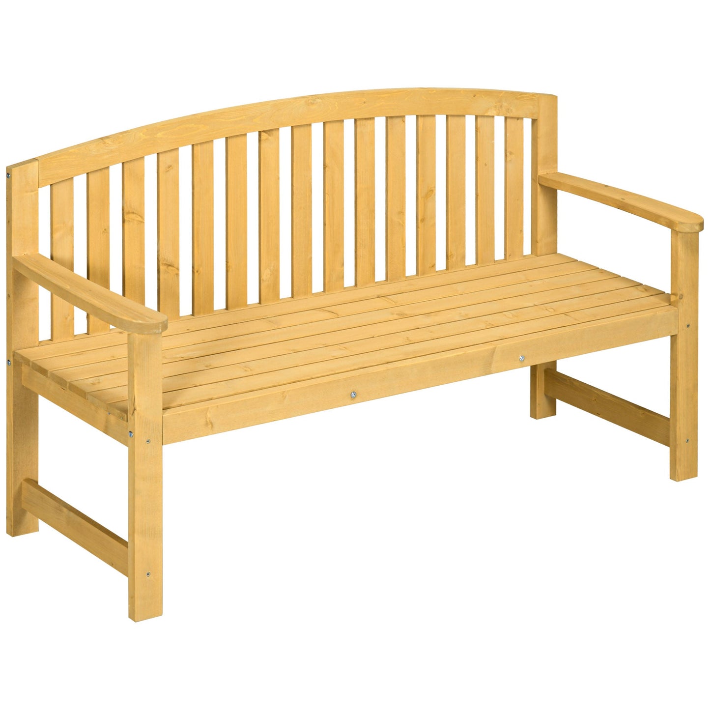 2 Seater Wooden Garden Bench with Armrest, Outdoor Furniture Chair for Park, Balcony, Orange