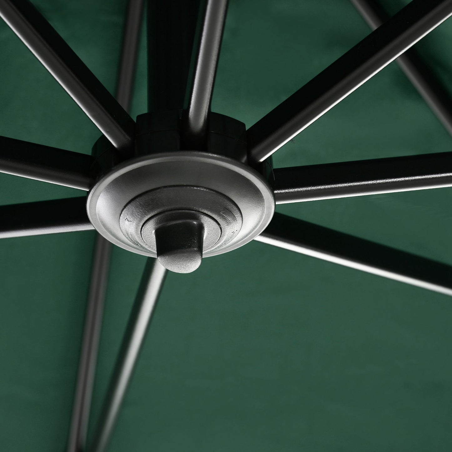 2.5 x 2.5m Patio Offset Parasol Umbrella Cantilever Hanging Aluminium Sun Shade Canopy Shelter 360° Rotation with Crank Handle and Cross Base, Green