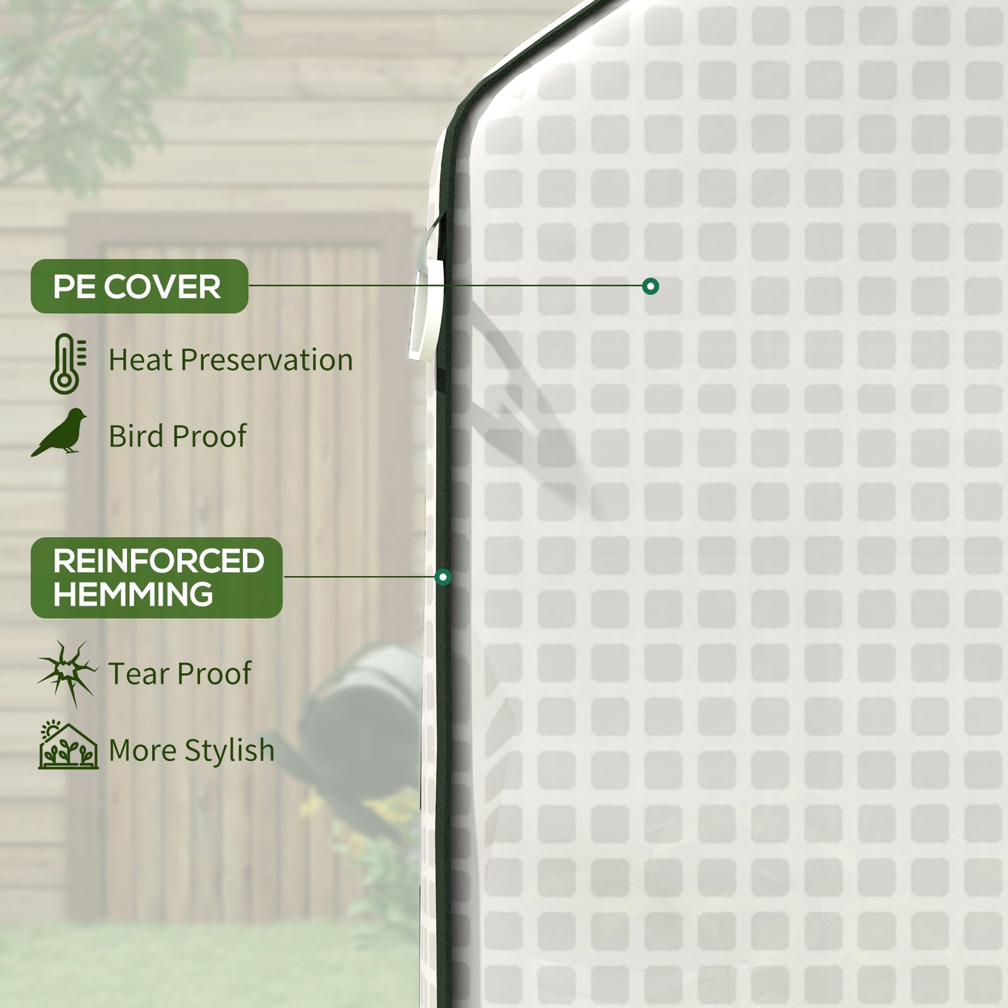 Walk-in Greenhouse Cover Replacement with Roll-up Door and Mesh Windows, Reinforced PE Hot House Cover, COVER ONLY, 140 x 143 x 190cm, White