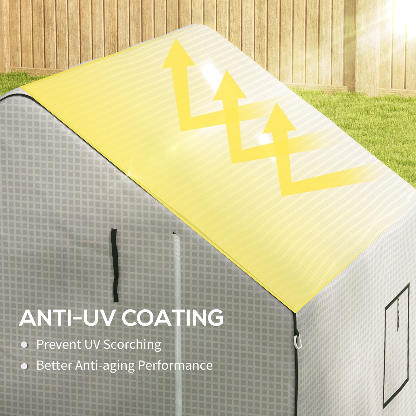 Walk-in Greenhouse Cover Replacement with Roll-up Door and Mesh Windows, Reinforced PE Hot House Cover, COVER ONLY, 140 x 143 x 190cm, White