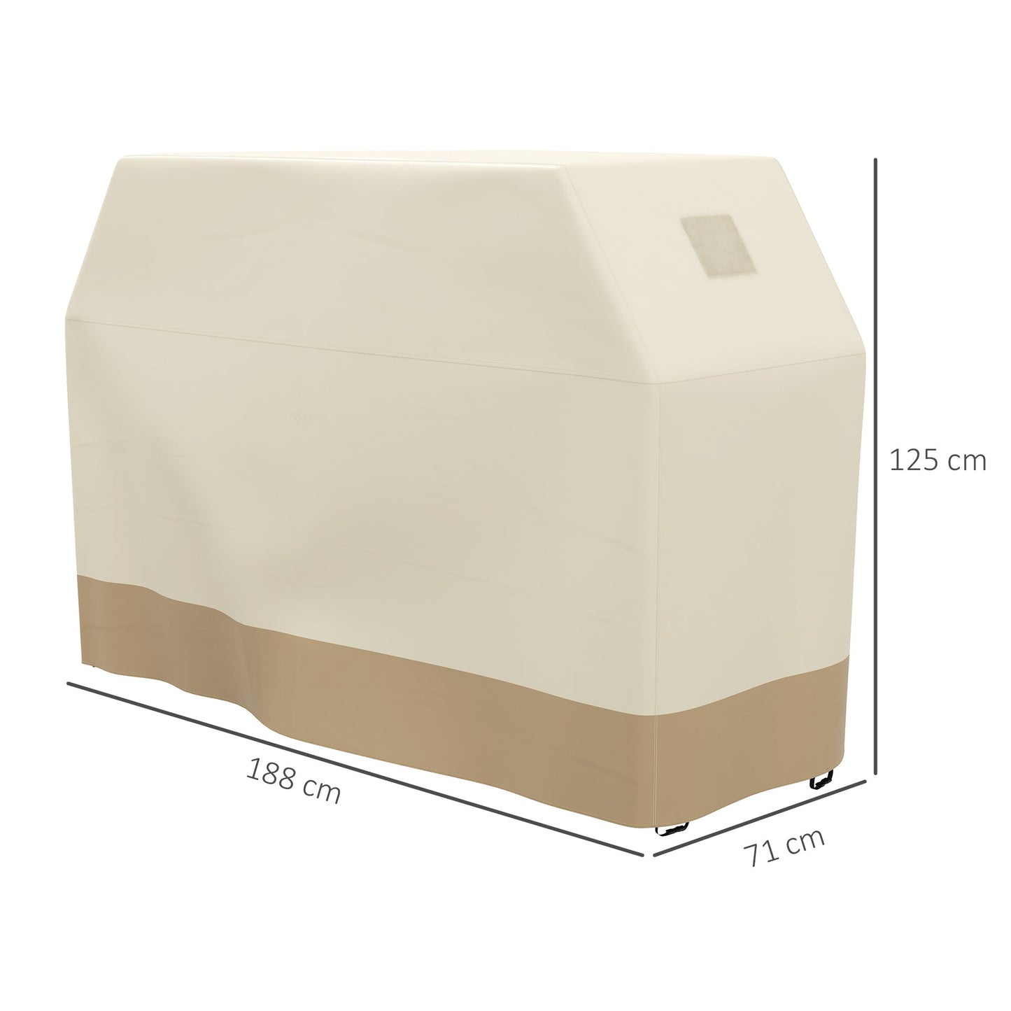 BBQ Cover for Rectangular Gas Grill, 300D Oxford Fabric Barbecue Covers, Waterproof UV Protection Rip-Proof, with Windproof Buckles, Beige, 188 x 71 x 125cm