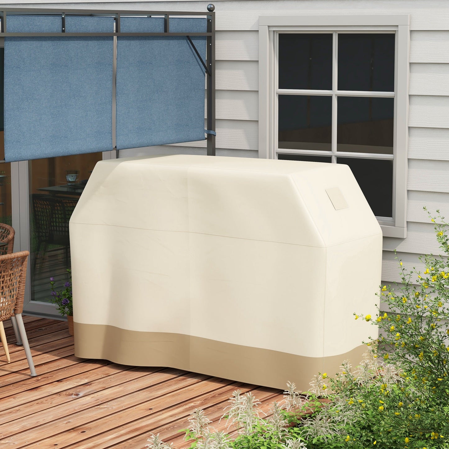 BBQ Cover for Rectangular Gas Grill, 300D Oxford Fabric Barbecue Covers, Waterproof UV Protection Rip-Proof, with Windproof Buckles, Beige, 188 x 71 x 125cm