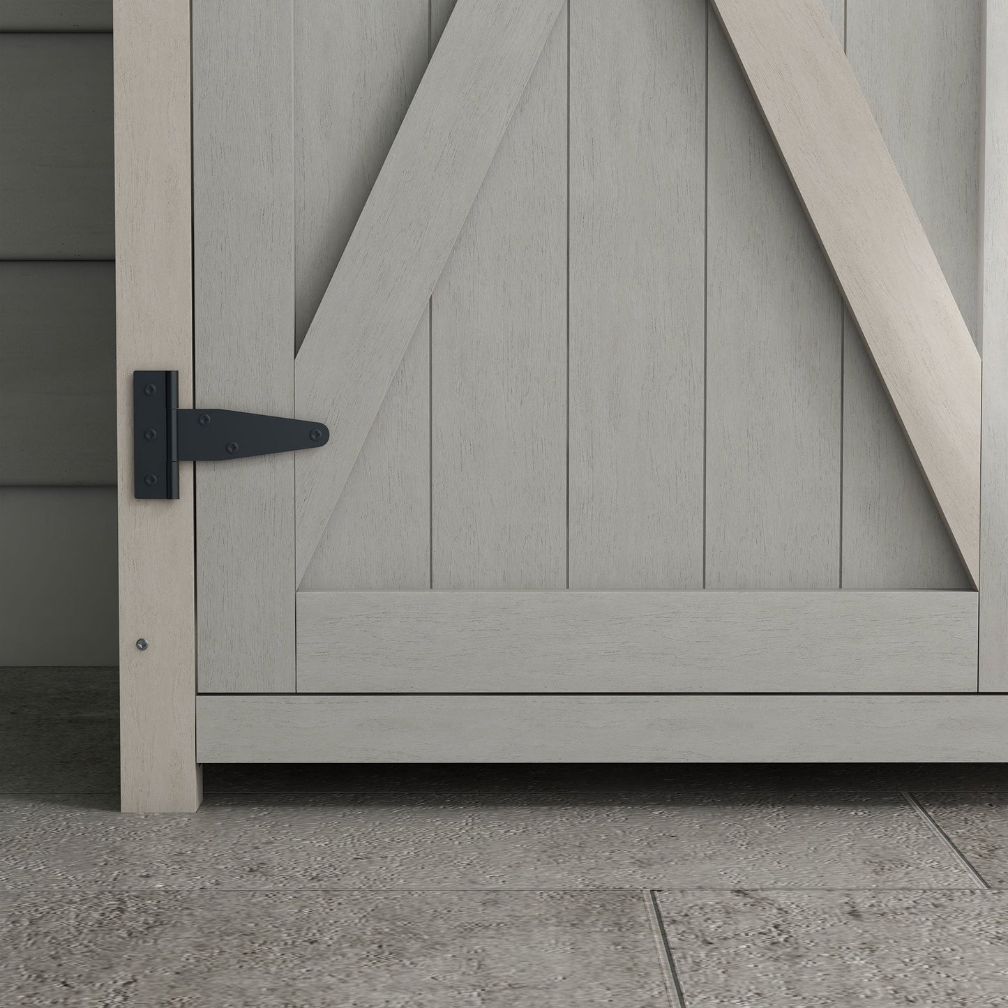 Wooden Garden Storage Shed, Tool Cabinet Organiser with Shelves and Double Door, 110 x 55 x117cm, Light Grey