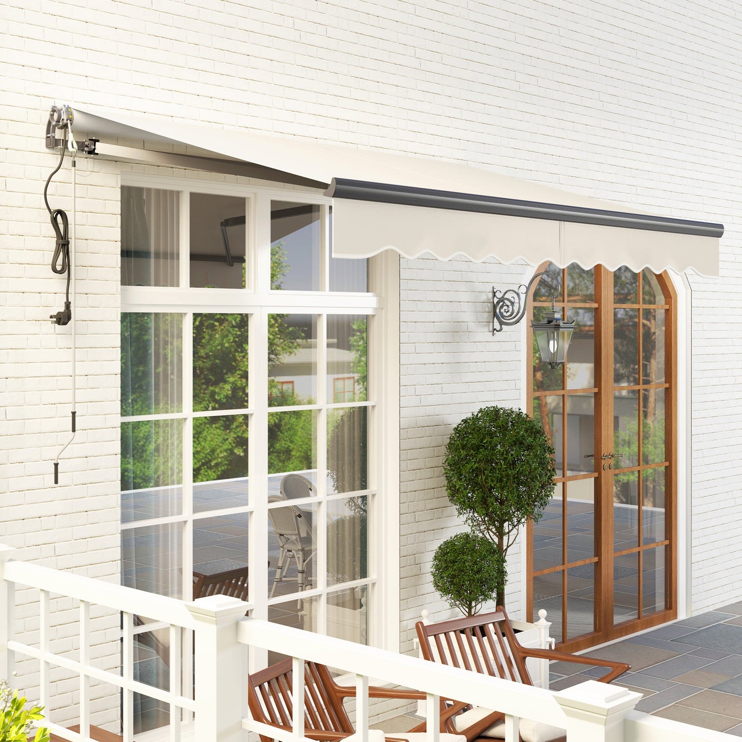 3 x 2.5m Electric Awning with Remote Controller, Aluminium Frame DIY Retractable Awning, UV30+ Sun Shade Canopy for Garden Patio Deck Door Window, Beige