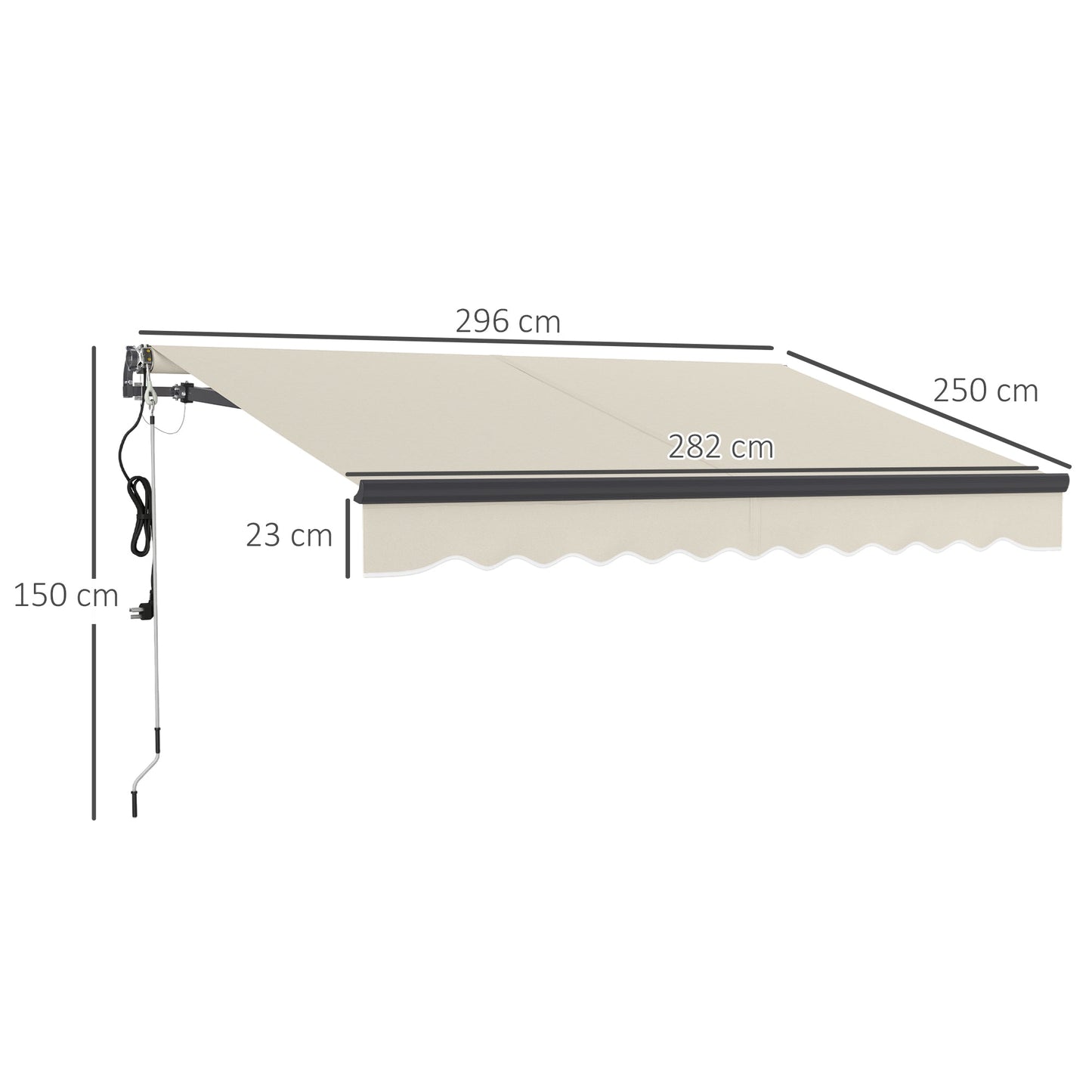 3 x 2.5m Electric Awning with Remote Controller, Aluminium Frame DIY Retractable Awning, UV30+ Sun Shade Canopy for Garden Patio Deck Door Window, Beige
