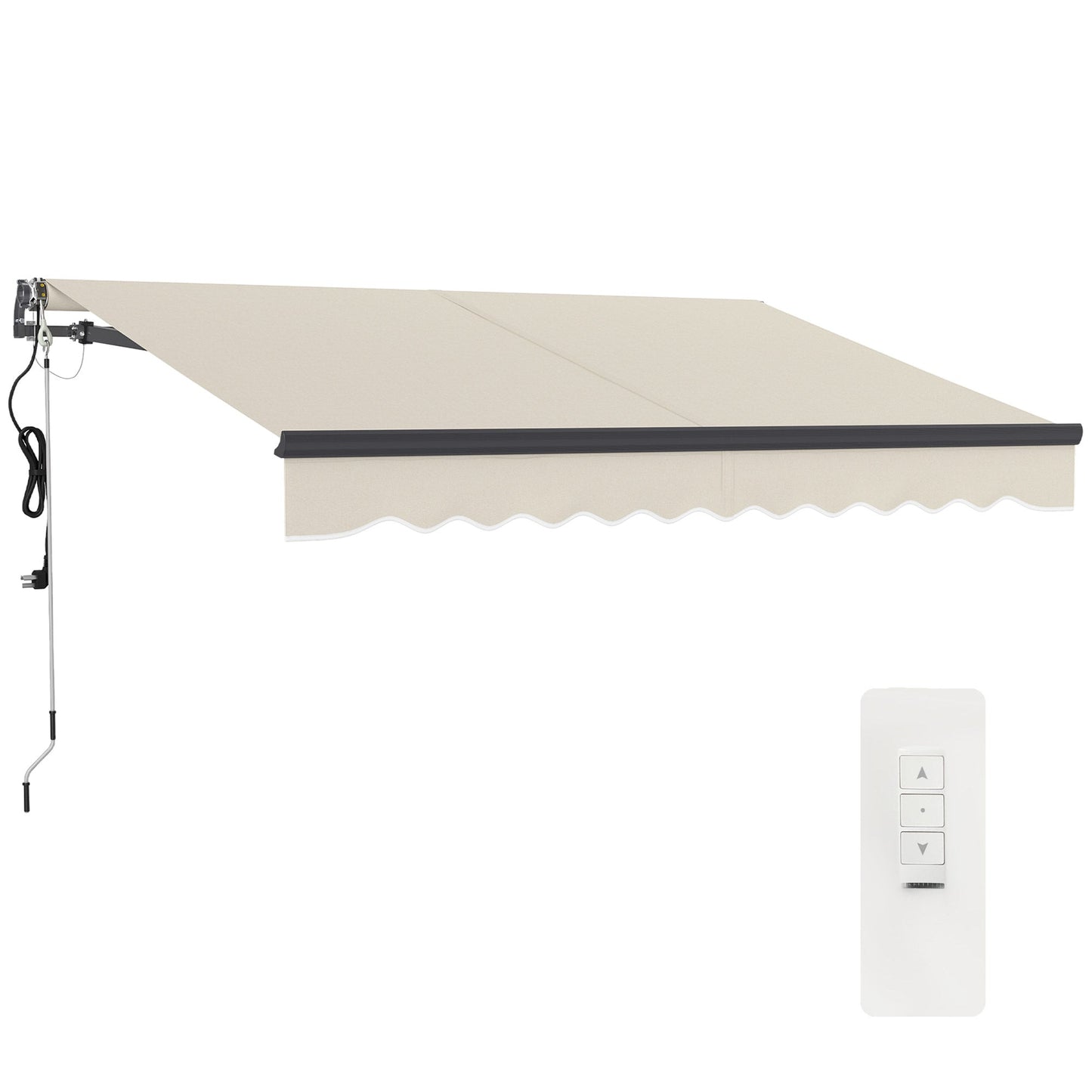 3 x 2.5m Electric Awning with Remote Controller, Aluminium Frame DIY Retractable Awning, UV30+ Sun Shade Canopy for Garden Patio Deck Door Window, Beige
