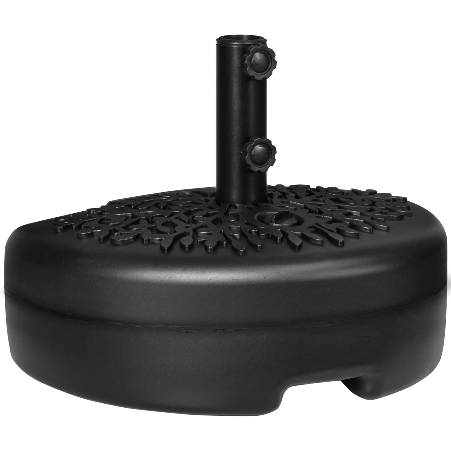 Half Round Umbrella Base, Half Patio Parasol Stand Holder for Deck, Garden, 18 kg Capacity Water or 21 kg Capacity Sand, Fit 3.8 cm or 4.8 cm Pole, Black