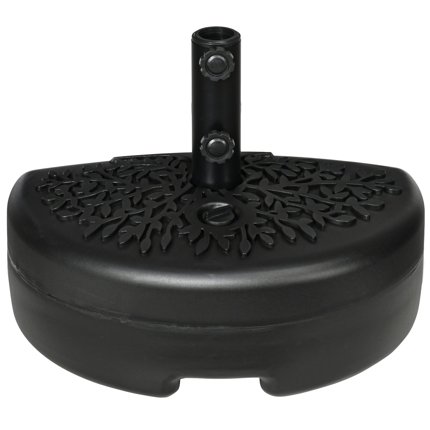 Half Round Umbrella Base, Half Patio Parasol Stand Holder for Deck, Garden, 18 kg Capacity Water or 21 kg Capacity Sand, Fit 3.8 cm or 4.8 cm Pole, Black