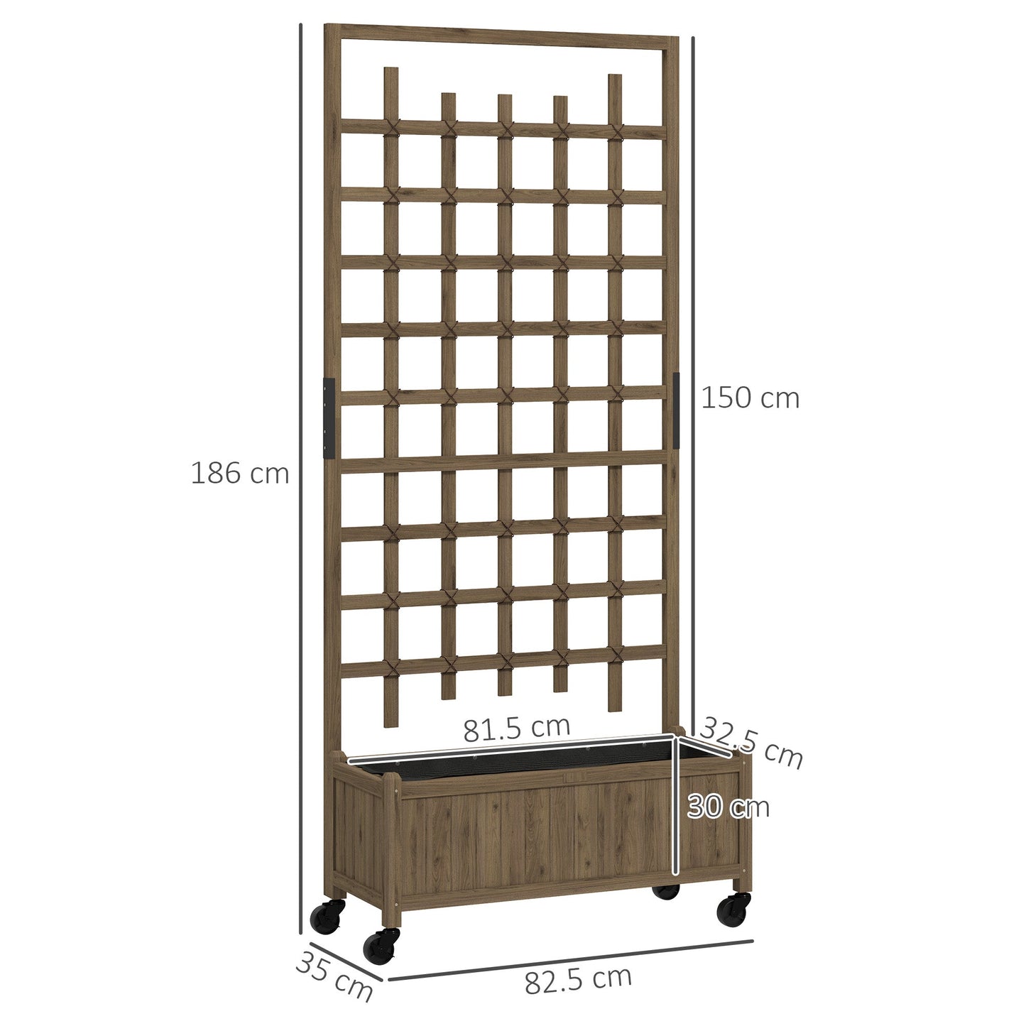 Wooden Trellis Planter, Raised Beds for Garden with Wheels and Drainage Holes, Privacy Screen Planter Box to Grow Vegetables, Herbs and Flowers for Garden, Patio, Deck, Brown