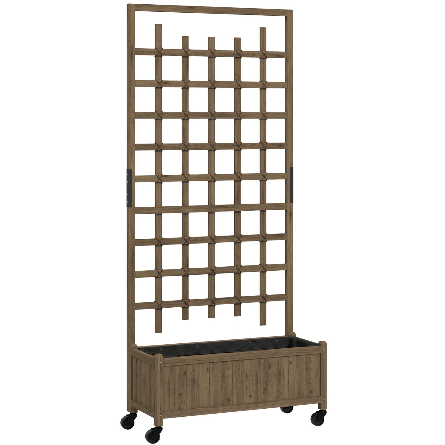 Wooden Trellis Planter, Raised Beds for Garden with Wheels and Drainage Holes, Privacy Screen Planter Box to Grow Vegetables, Herbs and Flowers for Garden, Patio, Deck, Brown
