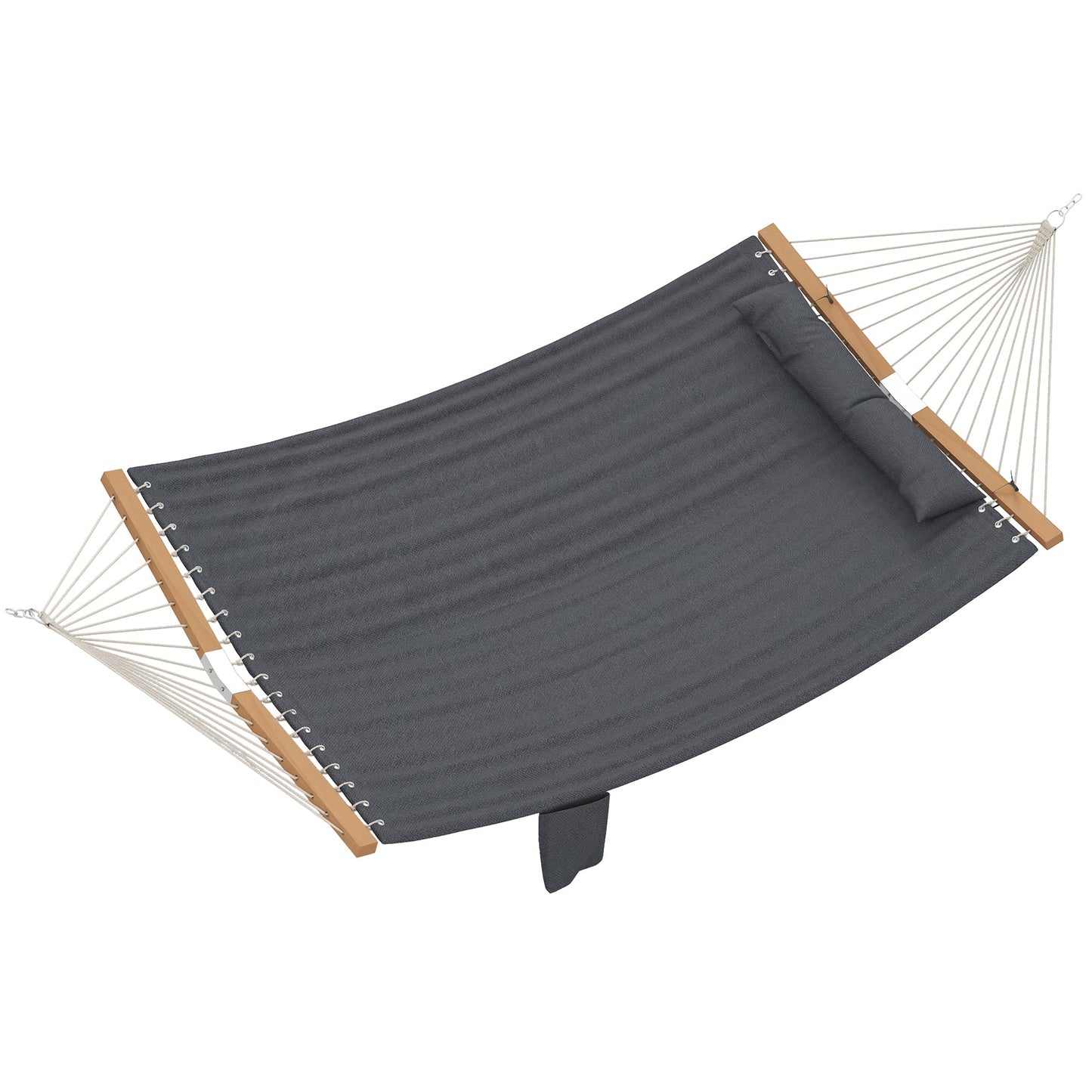Double Hammock 2-Person with Pillow and Pad, Extra Large 200 x 140 cm, Load Capacity 200 kg, Swing Bed for Patio Porch Garden Lounging Outdoor and Indoor Grey