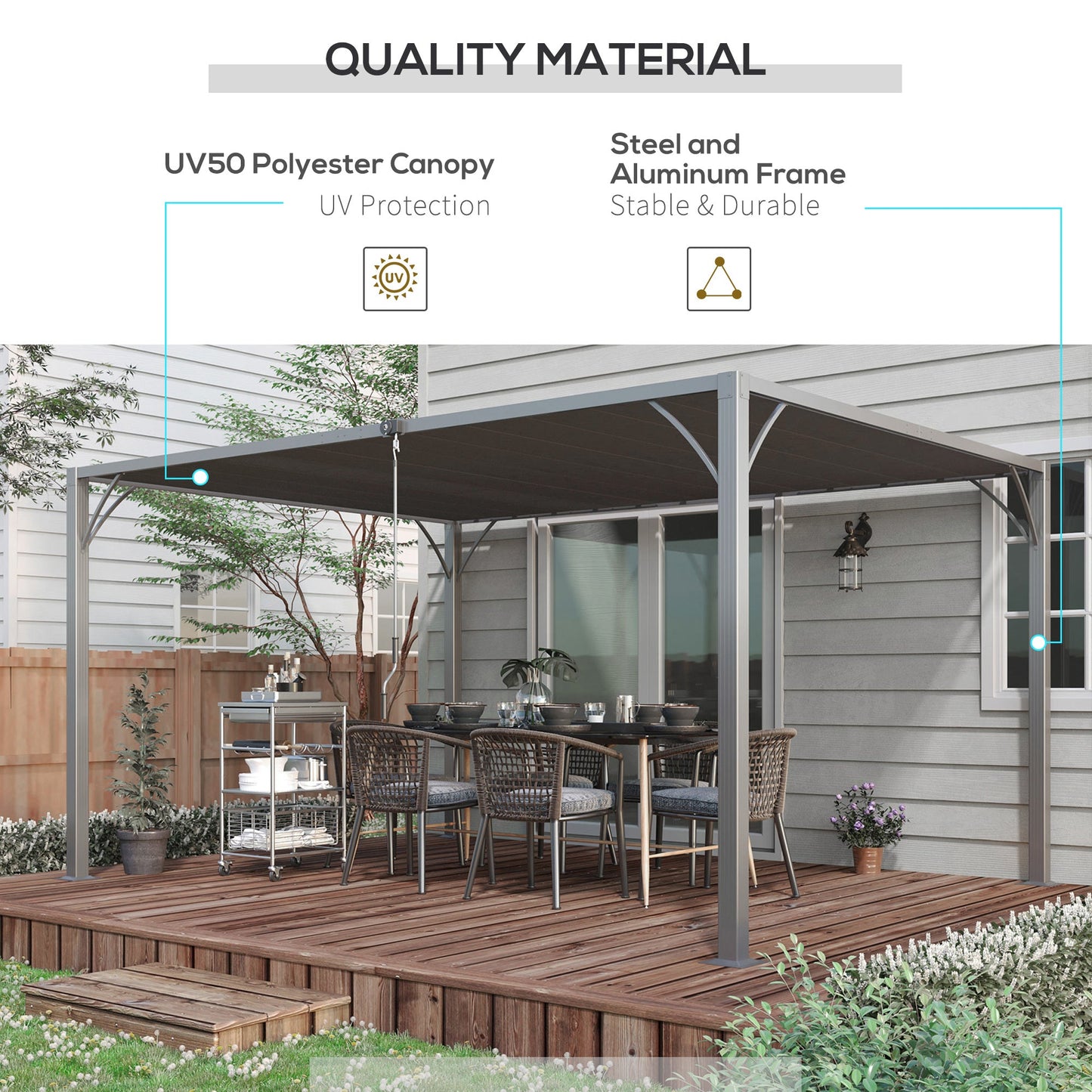 4 x 3(m) Outdoor Louvered Pergola with Adjustable Roof, AluminIum Patio Gazebo Canopy with Ground Stakes for Patio, Lawn, Garden, Grey