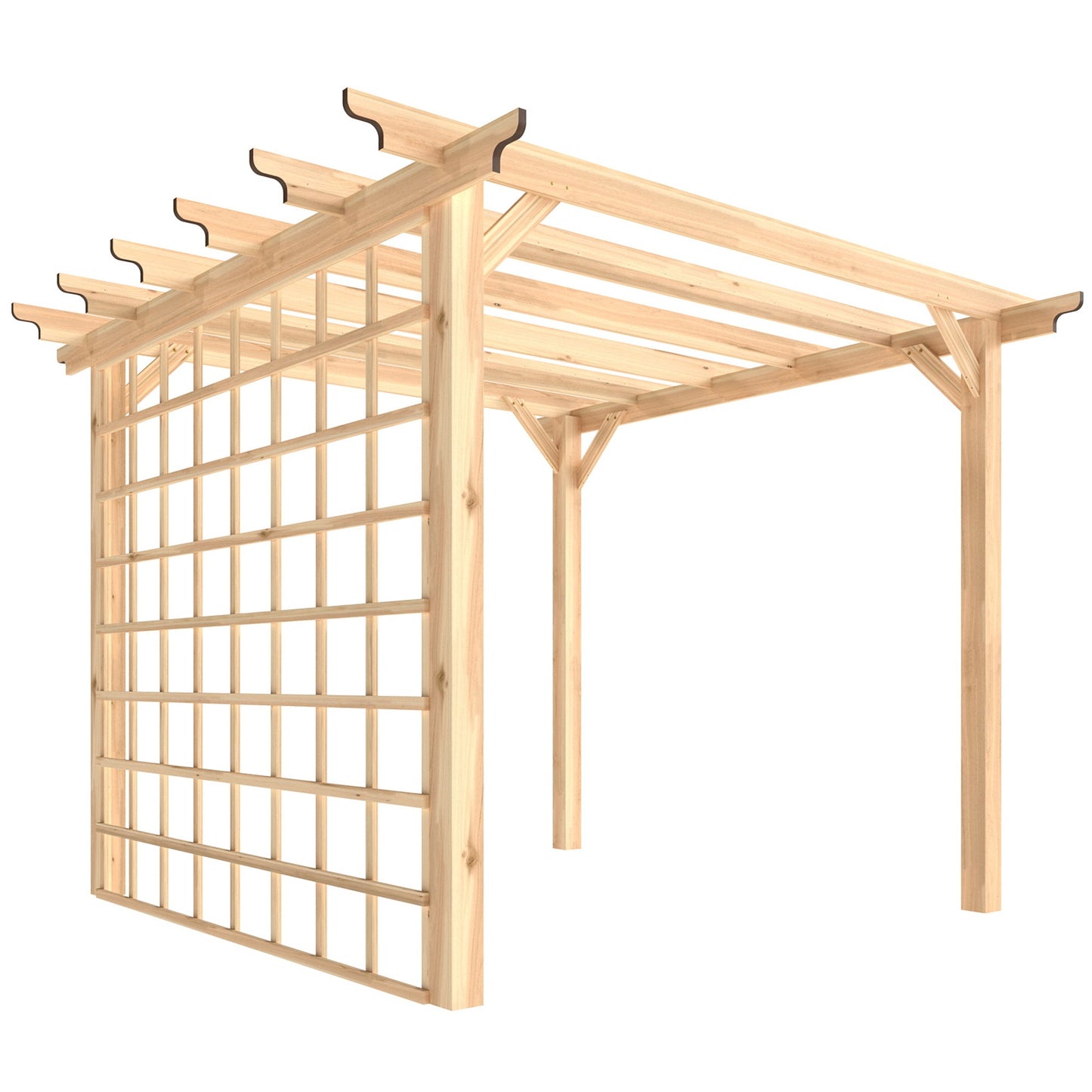 3 x 3 m Wooden Pergola Kit, Garden Pergola Gazebo Arch with Grape Trellis, Triangle Supports, Crossing Beams for Climbing Vines, Flowers, Sun Shade Shelter for Patio Grill, Nature Wood Finish