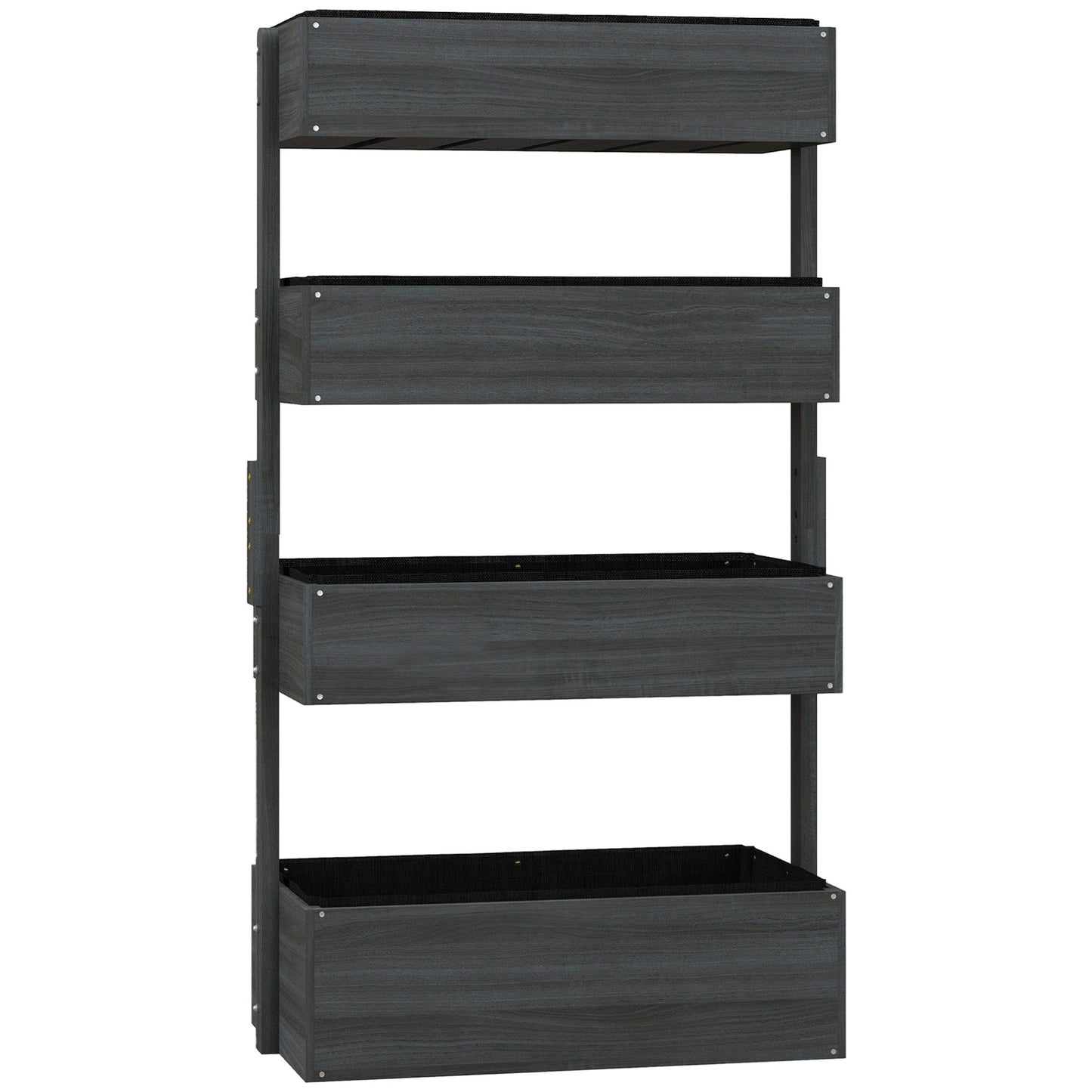 80cm x 45cm x 142cm 4-Tier Raised Garden Bed, Fir Wood Vertical Planter Box, Freestanding Elevated Plant Stand for Indoor Outdoor Use, Grey