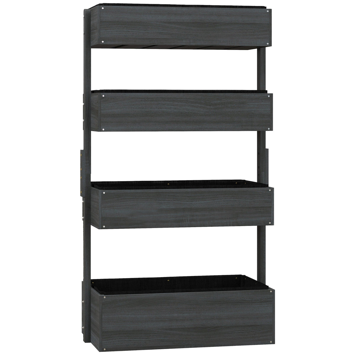 80cm x 45cm x 142cm 4-Tier Raised Garden Bed, Fir Wood Vertical Planter Box, Freestanding Elevated Plant Stand for Indoor Outdoor Use, Grey