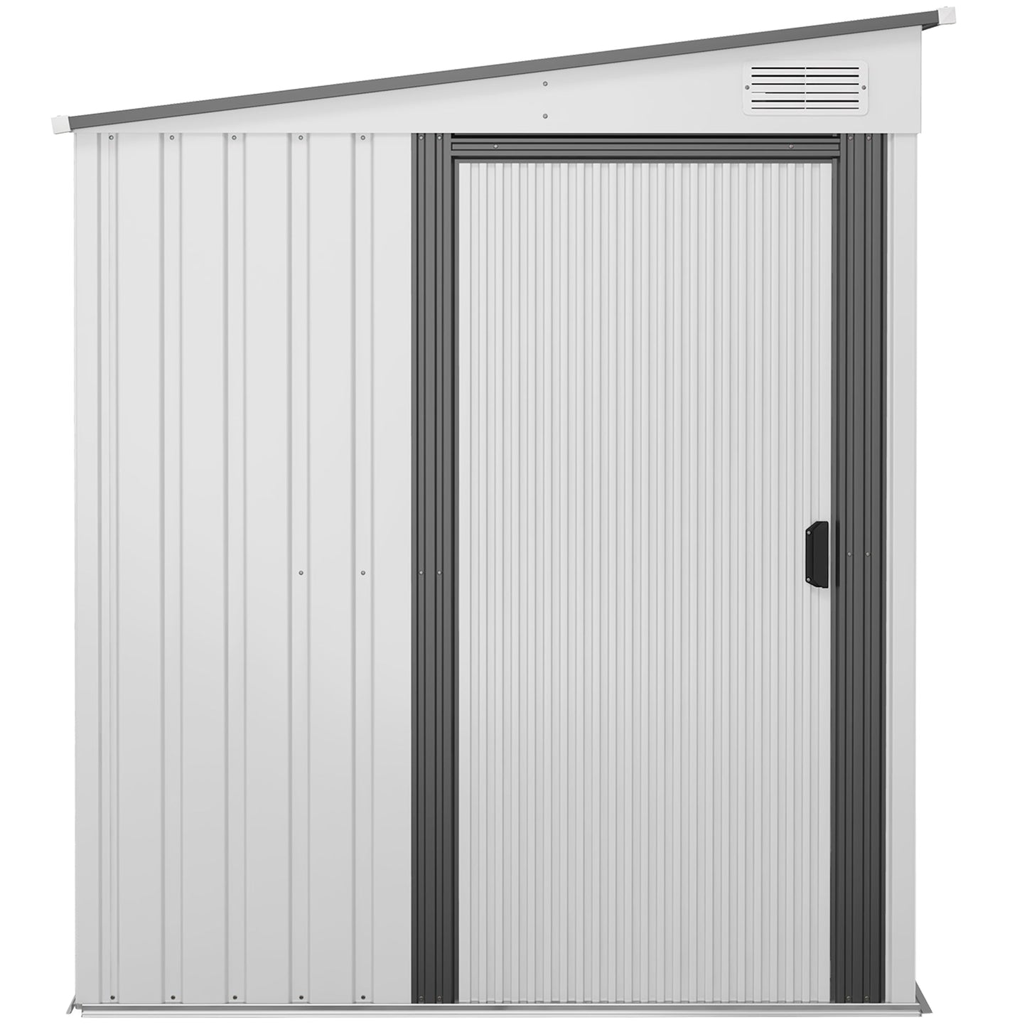 7 x 5FT Galvanised Metal Garden Shed with Foundation, Lean to Shed, Tool Storage House with Sliding Doors, 2 Vents, Adjustable Shelves and Hooks, White