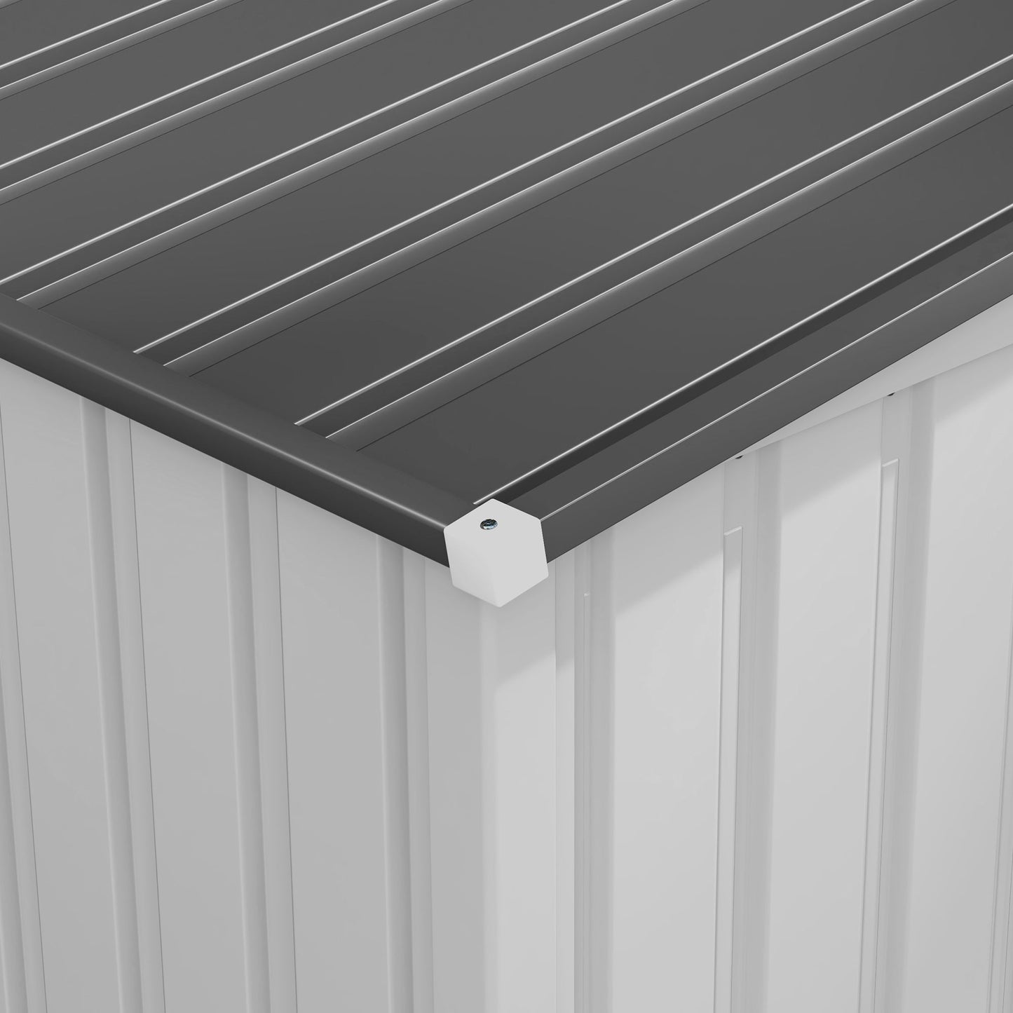 7 x 5FT Galvanised Metal Garden Shed with Foundation, Lean to Shed, Tool Storage House with Sliding Doors, 2 Vents, Adjustable Shelves and Hooks, White