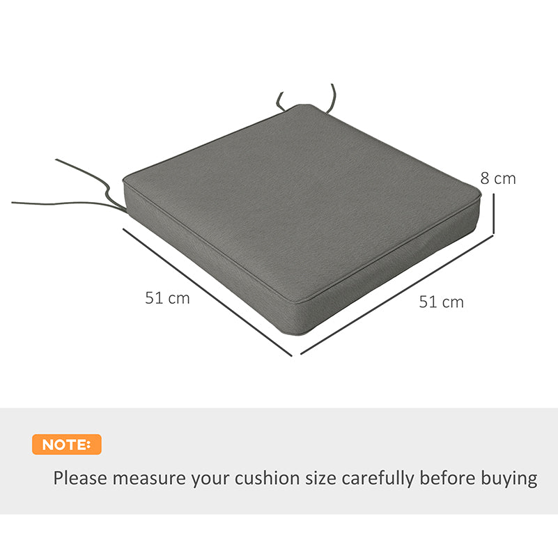 Set of 4 Outdoor Seat Cushions with Ties, Water Repellent Seat Pads for Garden Patio Kitchen Office Chairs, Charcoal Grey
