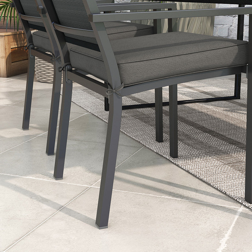 Set of 4 Outdoor Seat Cushions with Ties, Water Repellent Seat Pads for Garden Patio Kitchen Office Chairs, Charcoal Grey