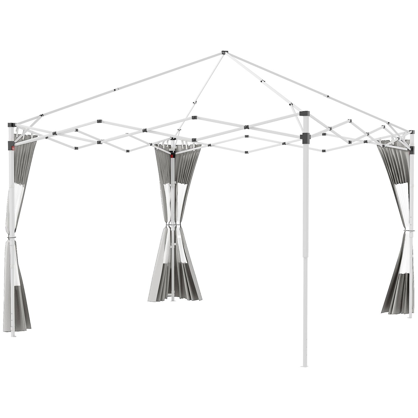 Gazebo Side Panels with Zipped Doors and Windows, for 3x3(m) or 3x6m Pop Up Gazebo, 2 Pack Sides Replacement, Grey