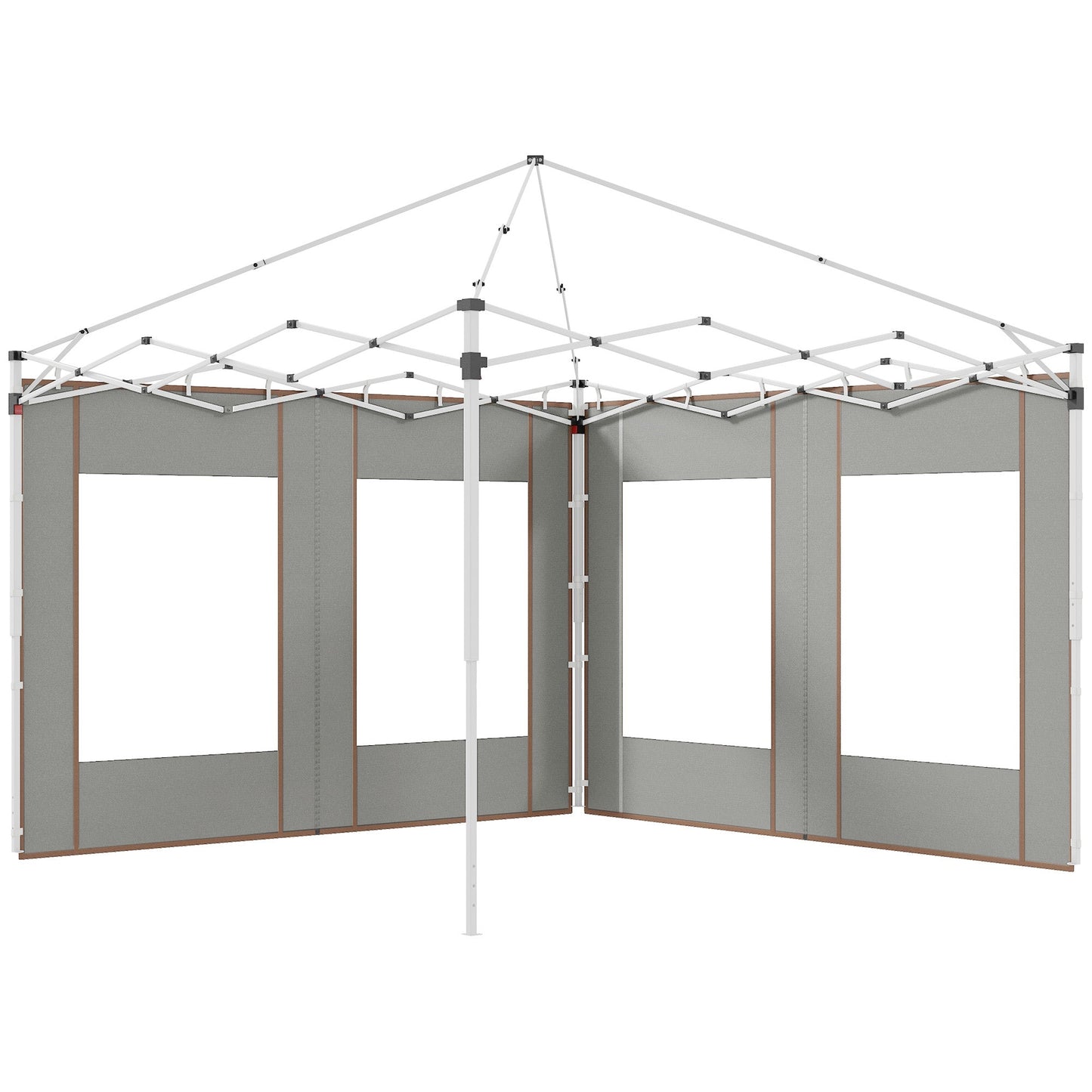 Gazebo Side Panels with Zipped Doors and Windows, for 3x3(m) or 3x6m Pop Up Gazebo, 2 Pack Sides Replacement, Grey