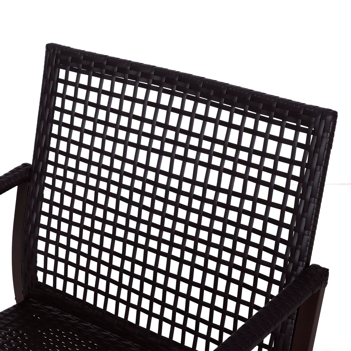 Rattan Bistro Set, 3 Pieces Wicker Garden Furniture Set with Rocking Chairs and Round Glass Top Coffee Table, Small Balcony Furniture with Cushions for Outdoor, Porch, Brown