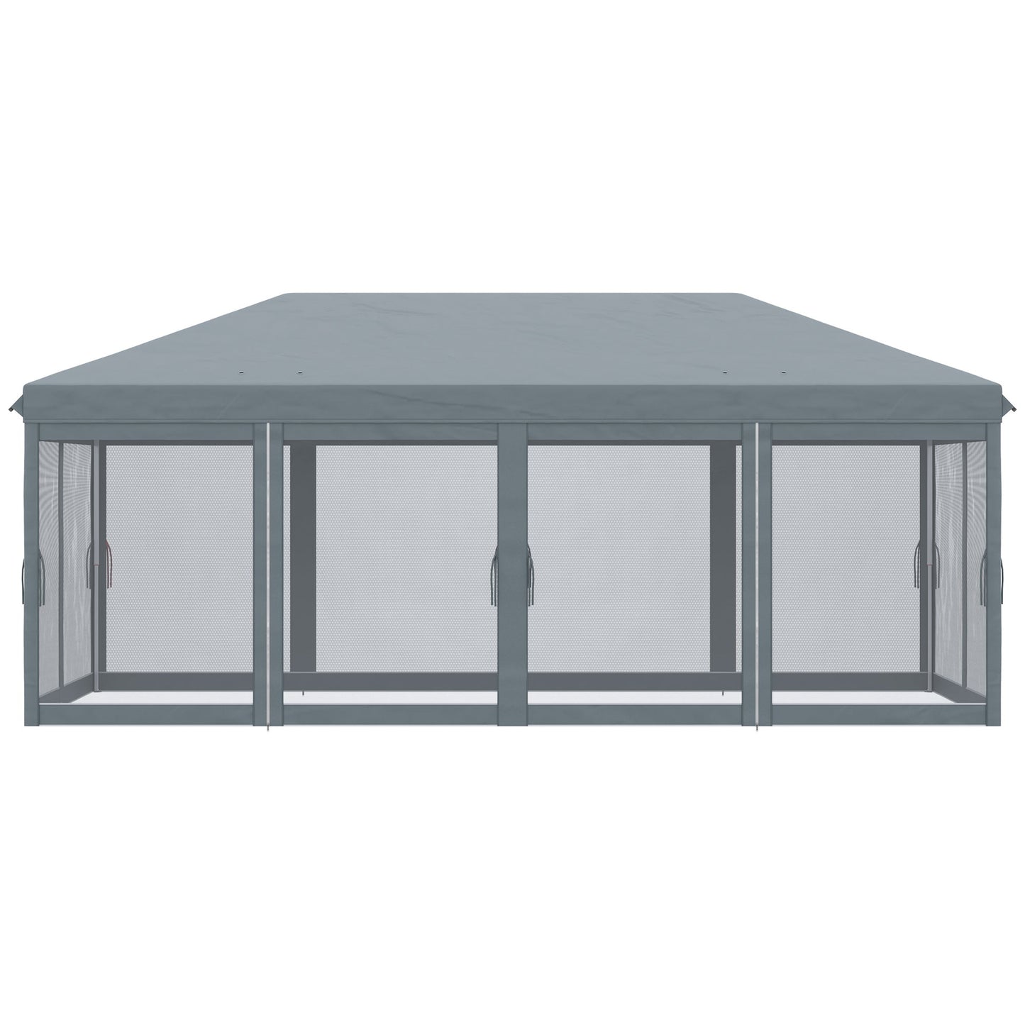 3 x 6m Pop Up Gazebo, Outdoor Canopy Shelter, Marquee Party Wedding Tent with 6 Mesh Walls and Carry Bag, Grey