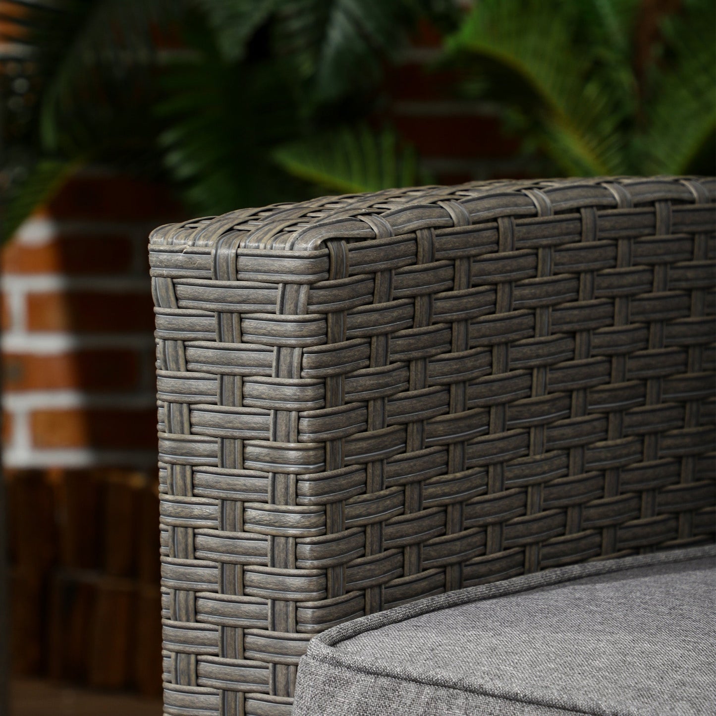 4 Piece Rattan Garden Furniture Set with Adjustable Backrest, Wicker Outdoor Furniture Sofa Set with Loveseat, Reclining Armchairs, Thickened Cushions and Glass Top Table, Grey