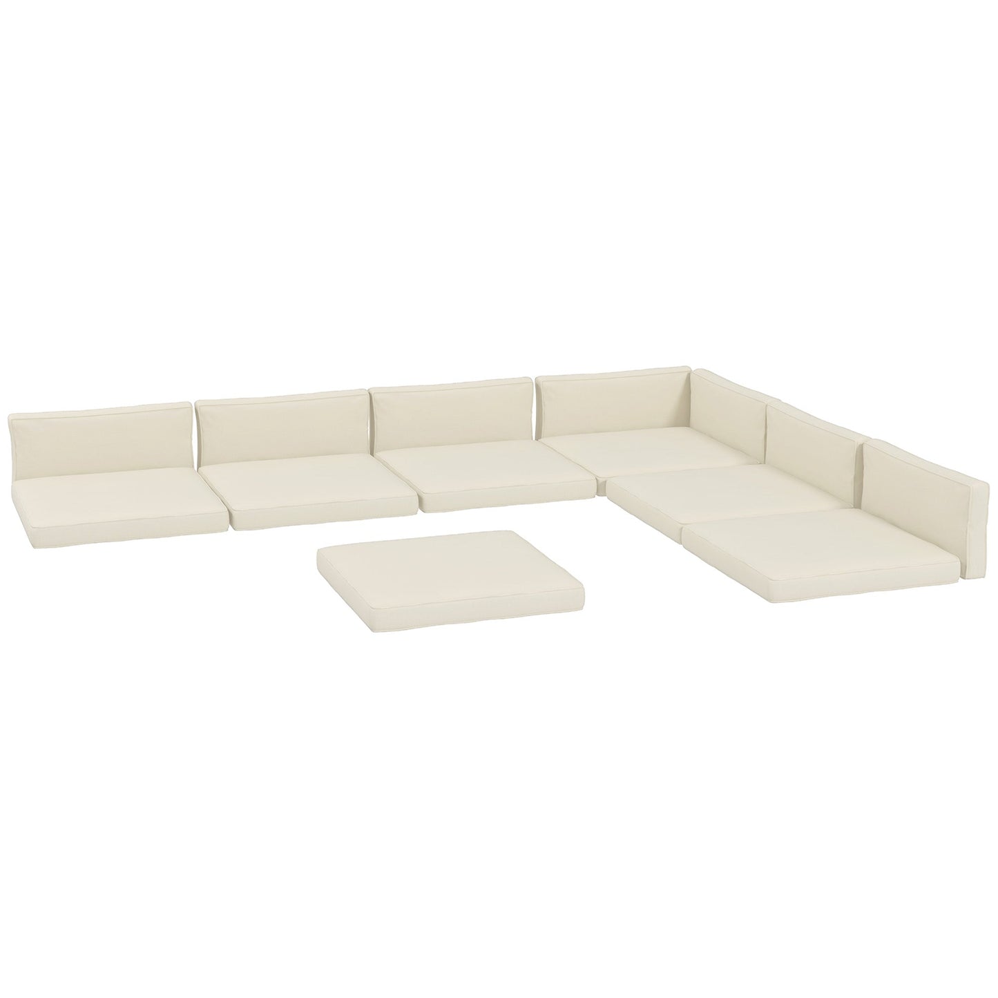 Replacement Cushions for Rattan Furniture, 14 Piece Outdoor Seat Cushion Pad for Patio Conversation Set, 7 Seat Cushions and 7 Back Cushions, Cream White
