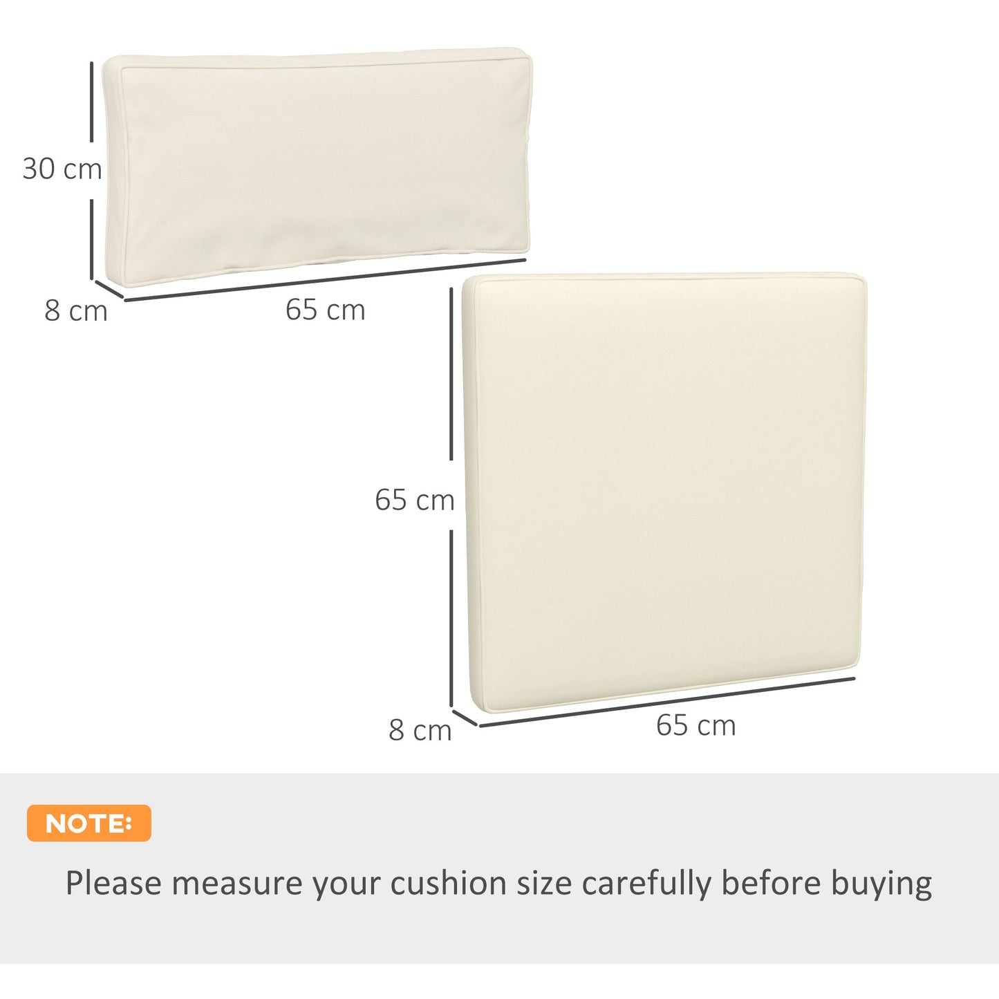 Replacement Cushions for Rattan Furniture, 14 Piece Outdoor Seat Cushion Pad for Patio Conversation Set, 7 Seat Cushions and 7 Back Cushions, Cream White