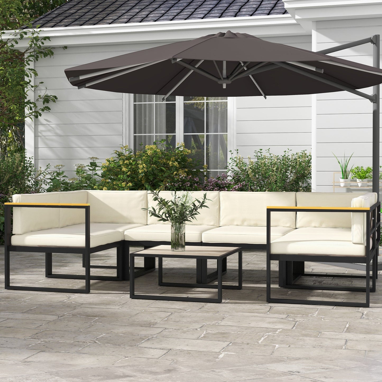 Replacement Cushions for Rattan Furniture, 14 Piece Outdoor Seat Cushion Pad for Patio Conversation Set, 7 Seat Cushions and 7 Back Cushions, Cream White