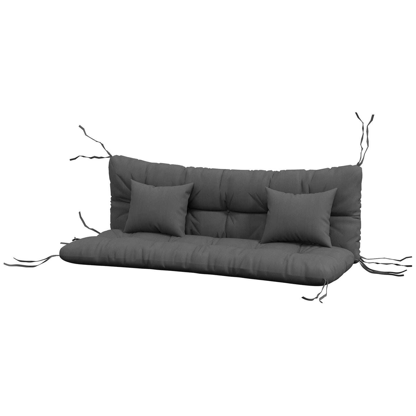 Outdoor Seat Cushions Back Cushion with 2 Pillows, Water Repellent Seat Pads for 3-Seater Chair, Swing, Sofa, CUSHIONS ONLY, NO SWING, Charcoal Grey