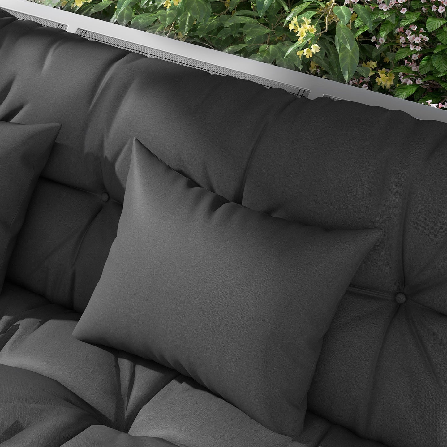 Outdoor Seat Cushions Back Cushion with 2 Pillows, Water Repellent Seat Pads for 3-Seater Chair, Swing, Sofa, CUSHIONS ONLY, NO SWING, Charcoal Grey