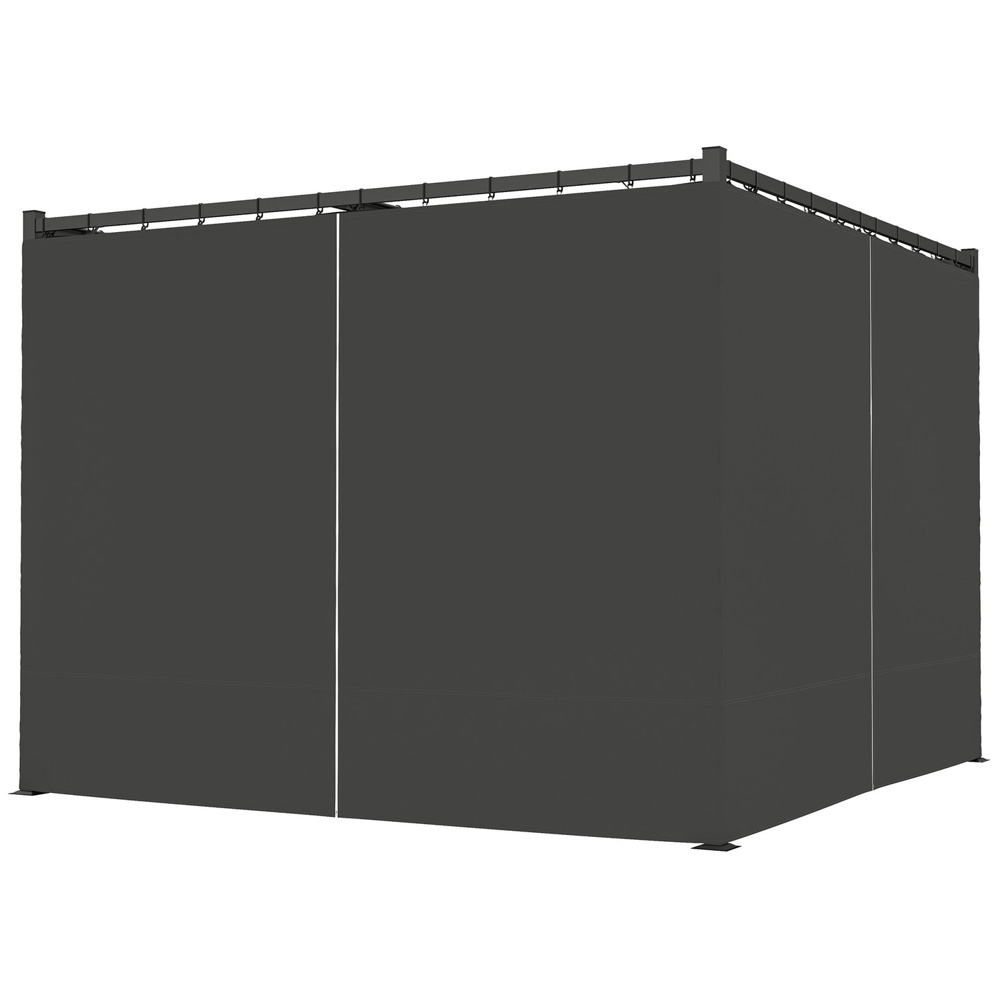 3 x 3(m) Pergola with Retractable Roof Canopy and Curtains, Metal Frame Garden Gazebo Outdoor Sun Shade Shelter for Grill, Patio, Deck, Charcoal Grey