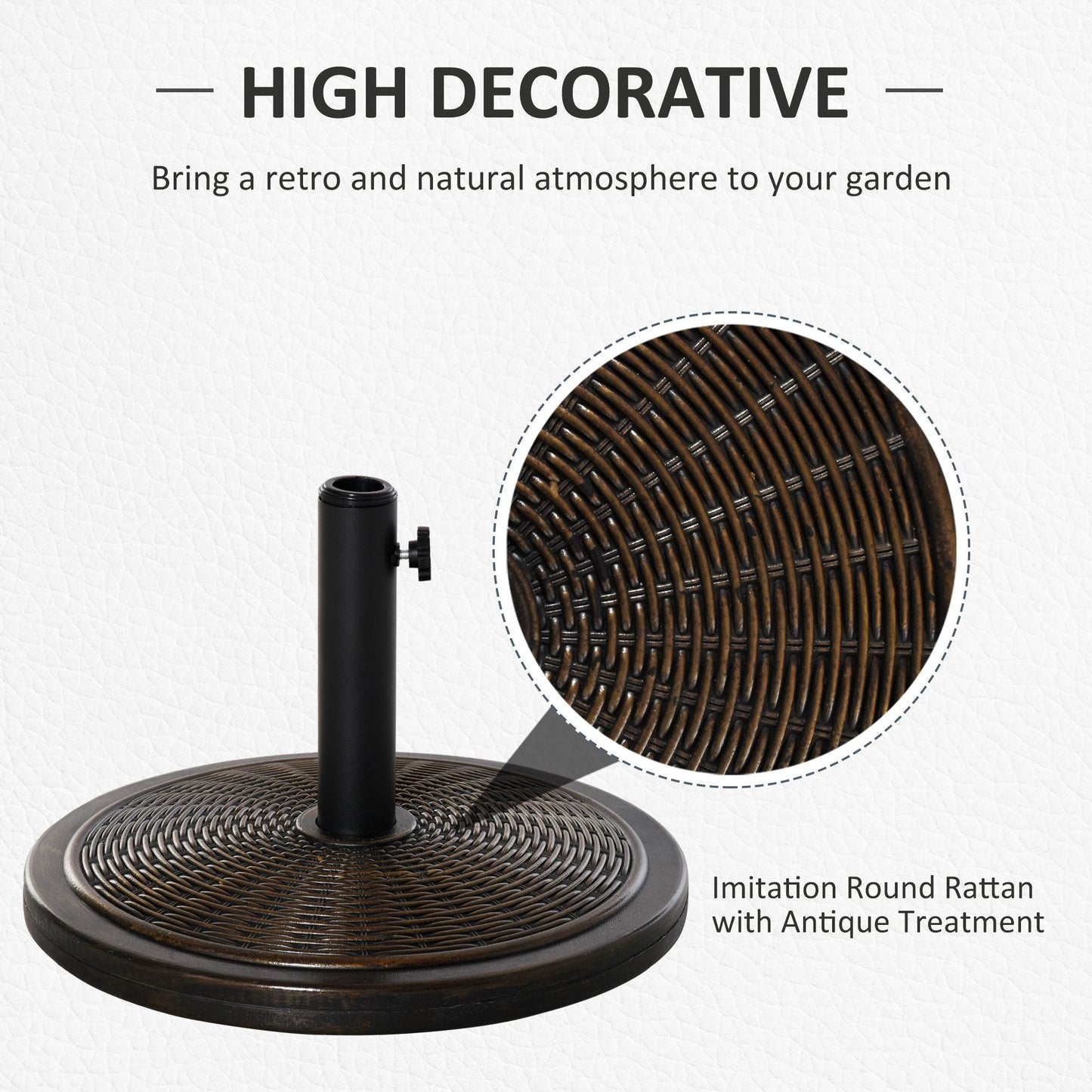 13kg Garden Parasol Base Holder, Cement Outdoor Market Umbrella Stand, Fits 35mm/38mm/48mm Poles, Black