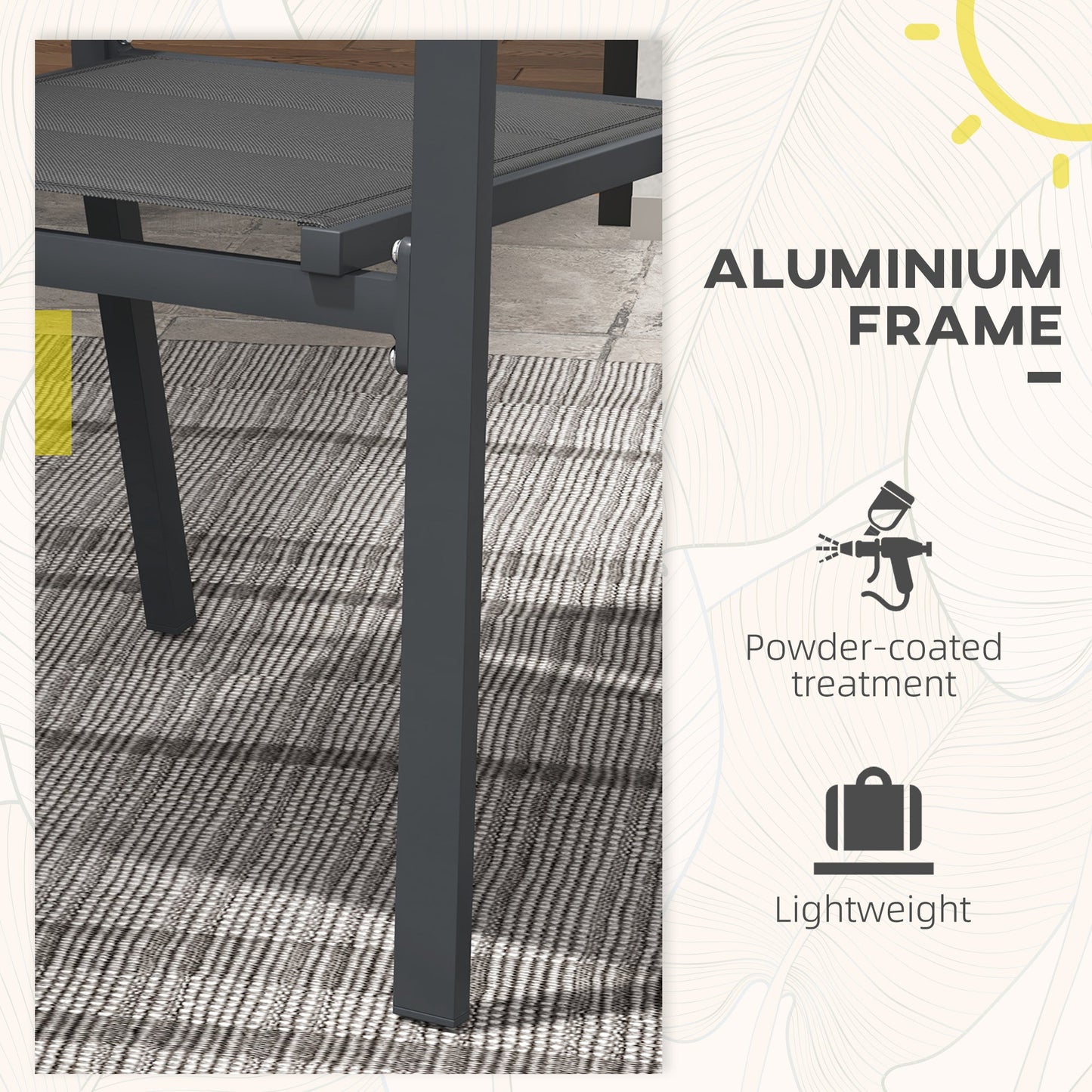 2 Pieces Garden Dining Chairs, Aluminium Outdoor Armchair for 2 with Breathable Mesh Fabric, Stackable Design, Dark Grey