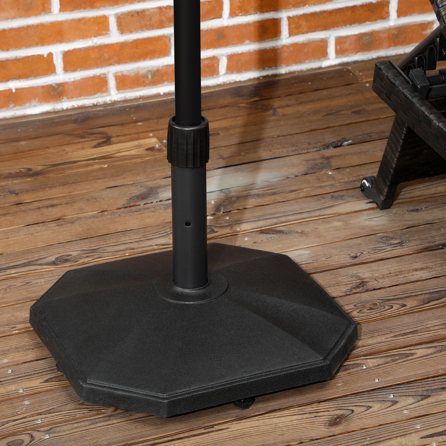 18kg Patio Parasol Base, Garden Concrete Umbrella Base, Outdoor Umbrella Stand Holder for Parasol Poles 34mm, 38mm and 48mm, Black