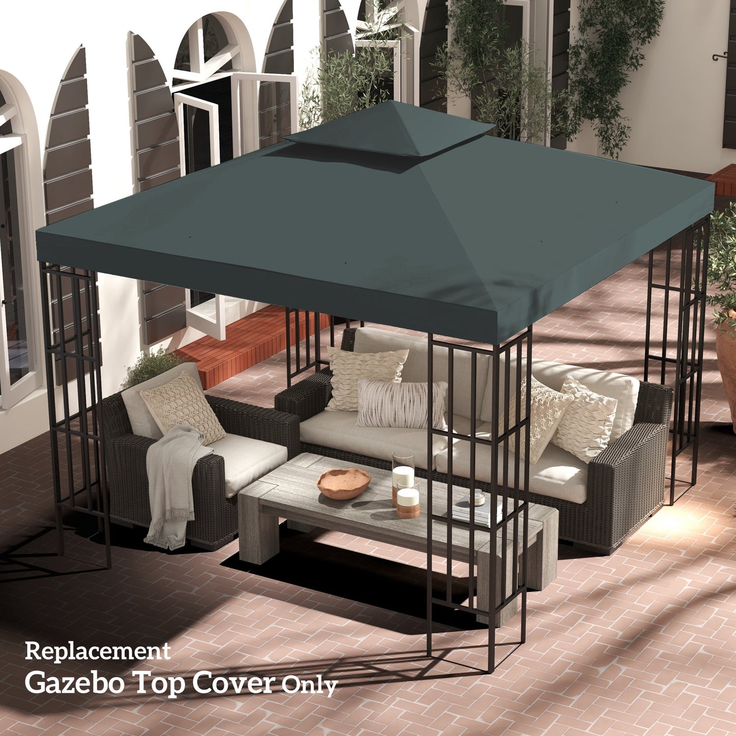 3 x 3(m) Gazebo Canopy Roof Top Replacement Cover Spare Part Charcoal Grey (TOP COVER ONLY)