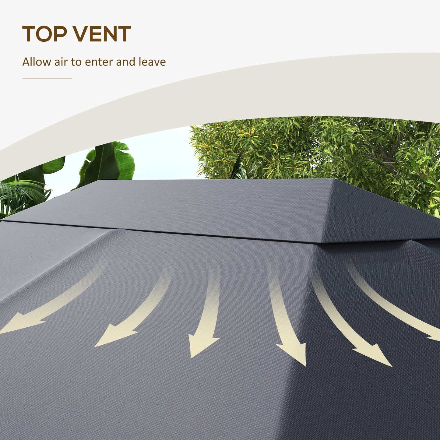 3 x 4m Gazebo Canopy Replacement Covers, Garden Gazebo Roof Replacement with Vents and Drain Holes, TOP COVER ONLY, Dark Grey