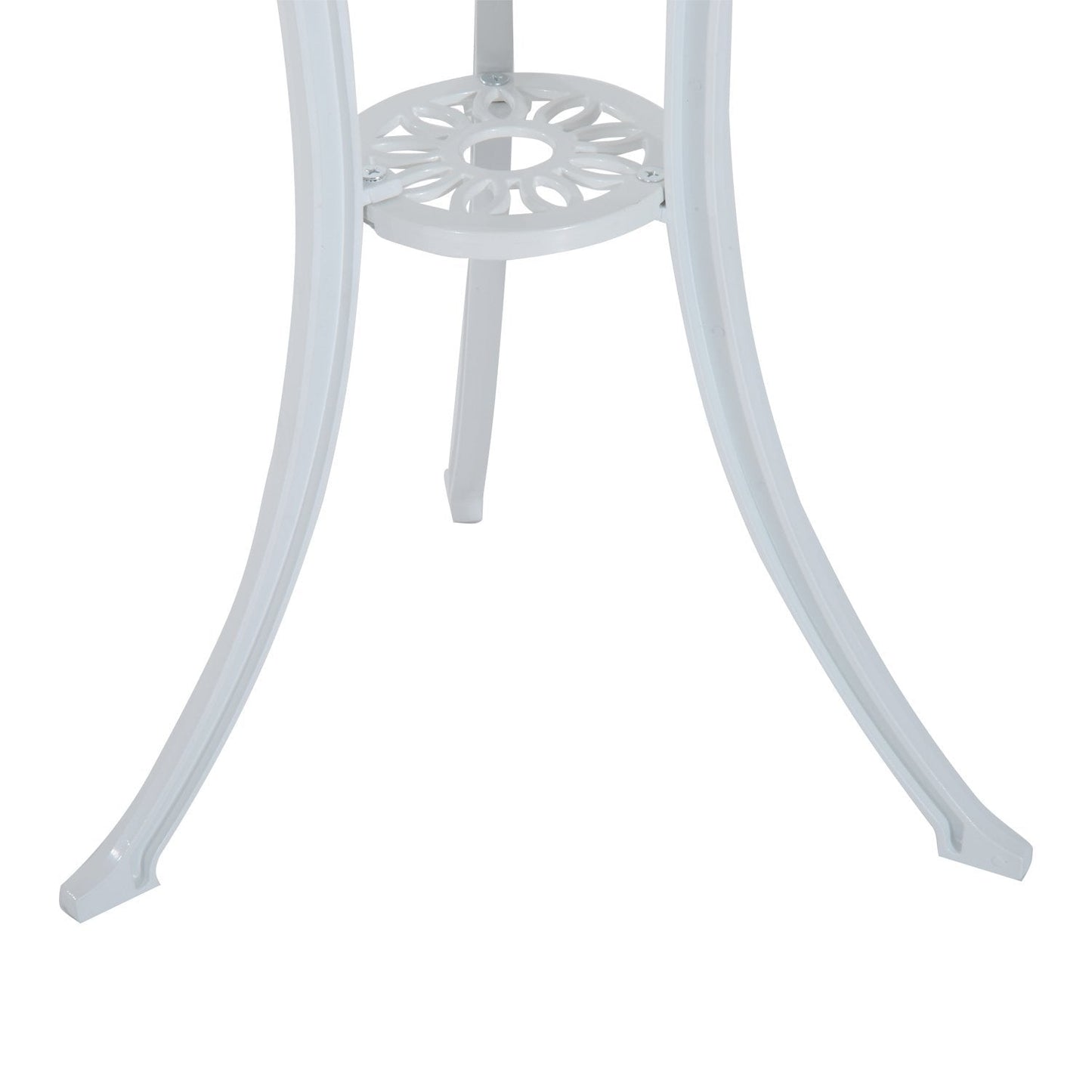 3 Pieces Antique Garden Bistro Set for 2, Cast Aluminium Garden Furniture Set with Umbrella Hole for Balcony, Porch, Patio, White