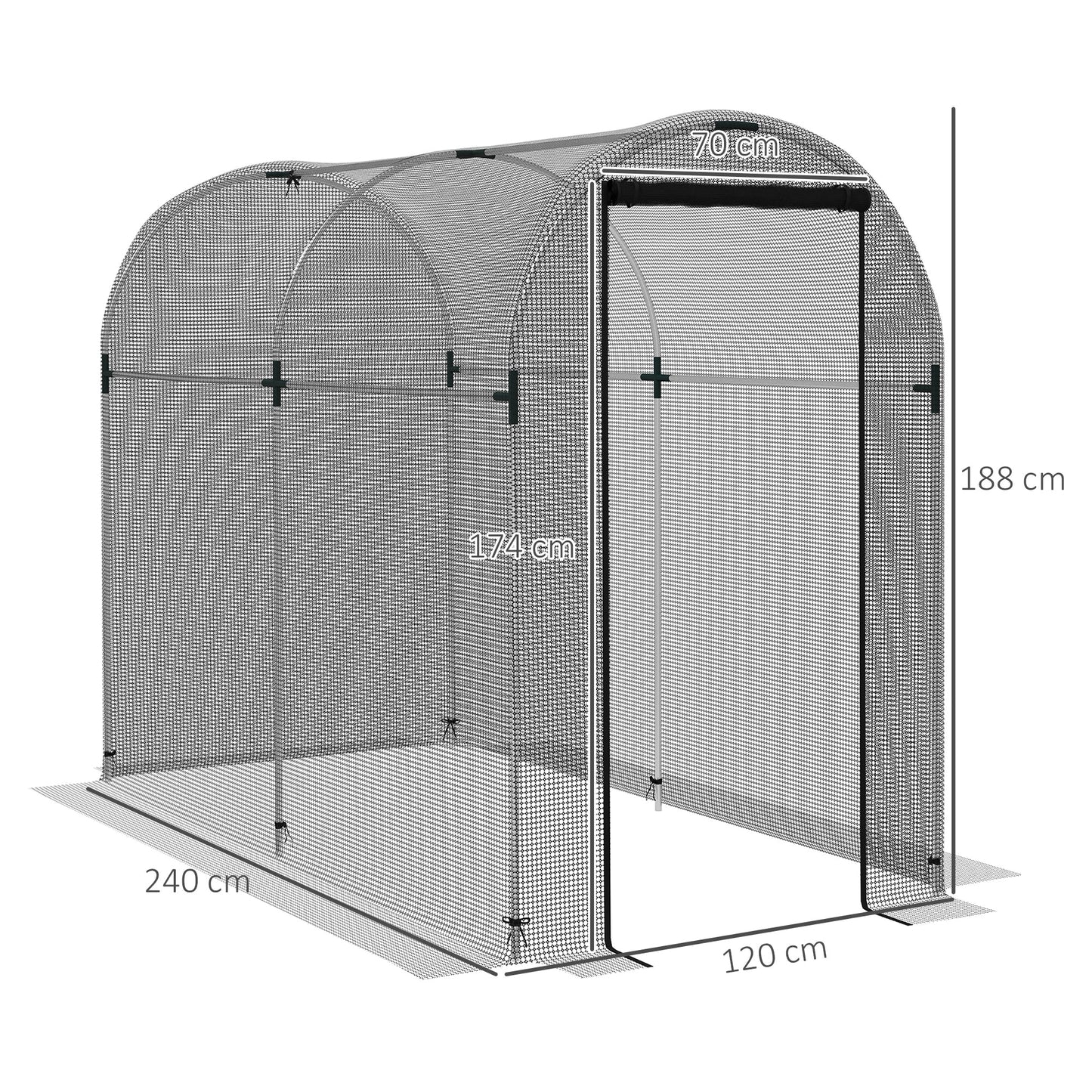 Fruit Cage Bird Netting, Heavy Duty Fruit and Vegetable Protection Tent with Zipped Door, Anti Bird, Insects, Small Animals, 1.2 x 2.4 x 1.9m, Black