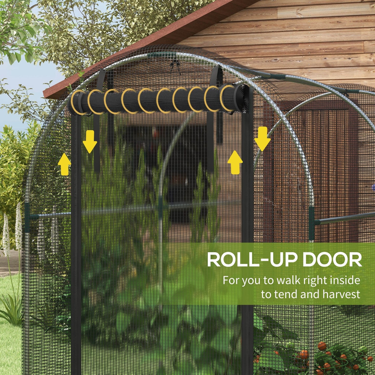 Fruit Cage Bird Netting, Heavy Duty Fruit and Vegetable Protection Tent with Zipped Door, Anti Bird, Insects, Small Animals, 1.2 x 2.4 x 1.9m, Black