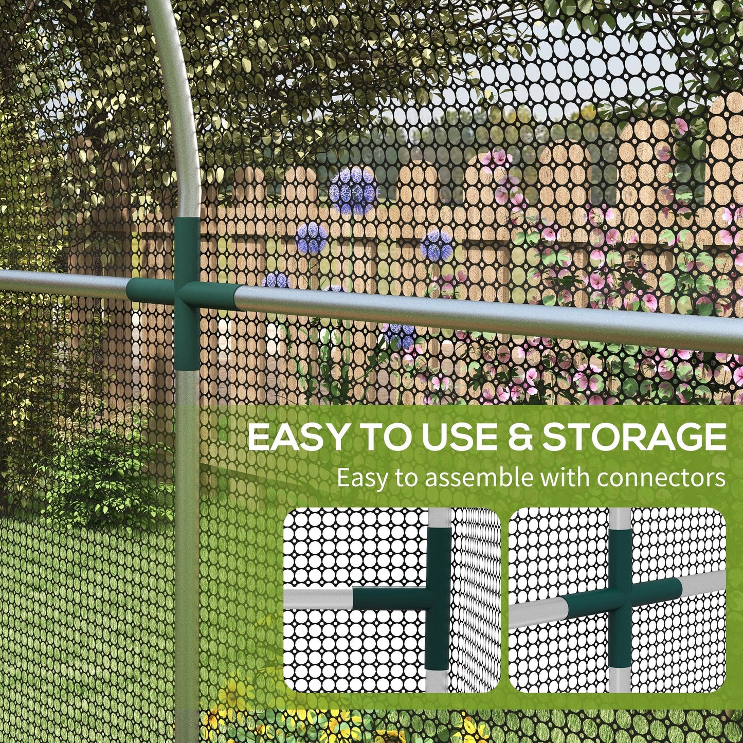 Fruit Cage Bird Netting, Heavy Duty Fruit and Vegetable Protection Tent with Zipped Door, Anti Bird, Insects, Small Animals, 1.2 x 2.4 x 1.9m, Black