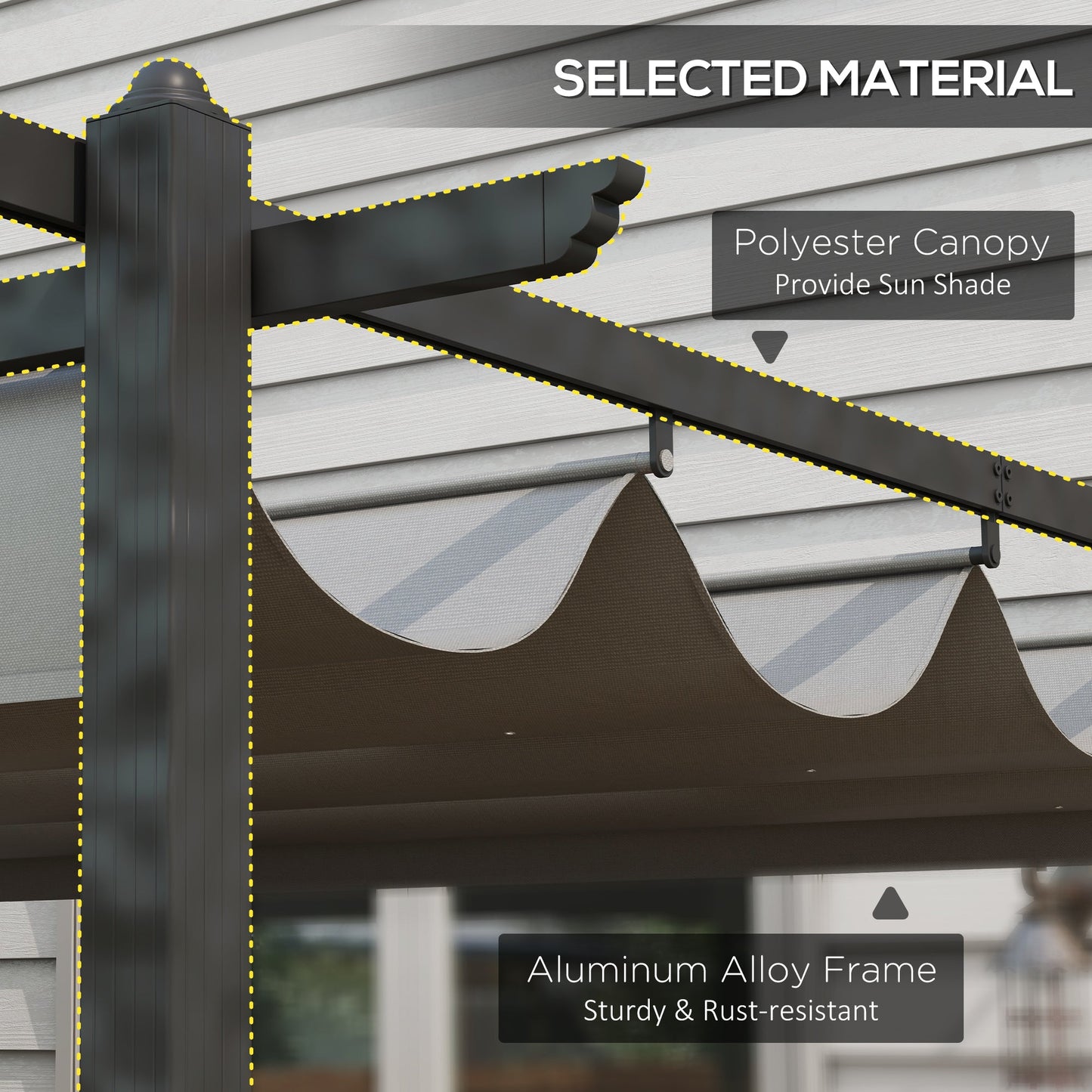 4 x 3(m) Aluminium Outdoor Pergola with Retractable Roof, Outdoor Gazebo Canopy Shelter with Grommet Holes for Garden, Patio, Lawn, Grey