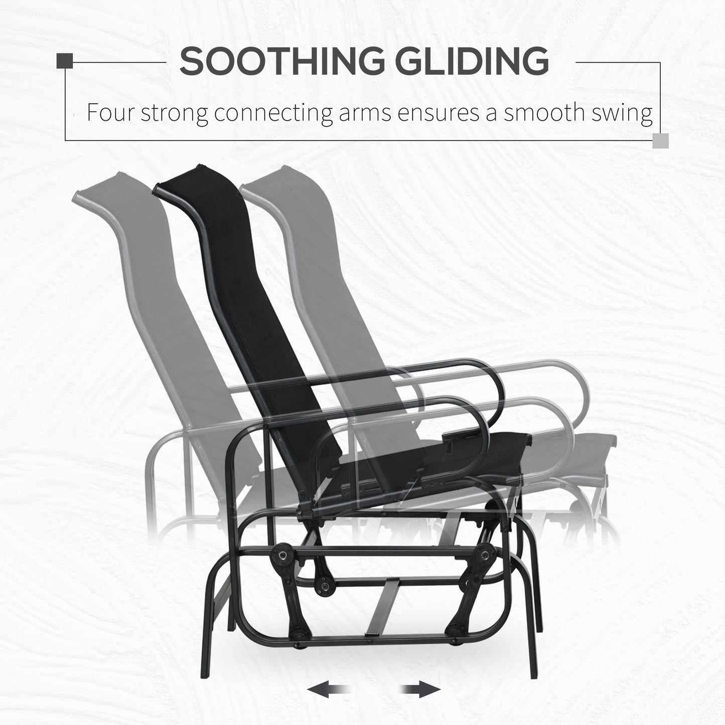 Outdoor Gliding Rocking Chair with Sturdy Metal Frame Garden Comfortable Swing Chair for Patio, Garden and Poolside, Black